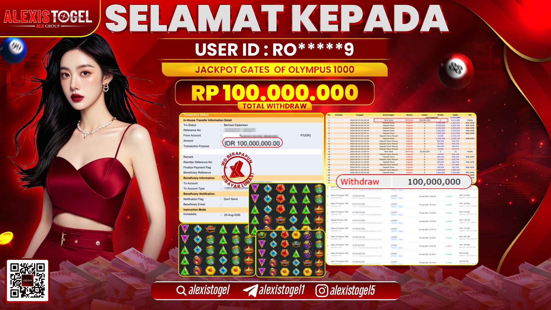 ALEXISTOGEL JACKPOT DI GATES OF OLYMPUS 1000 RP.100.000.000,- LUNAS