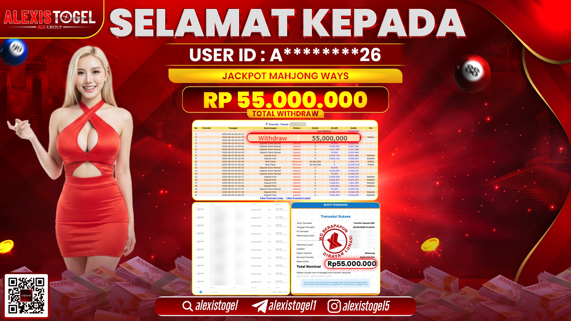 ALEXISTOGEL JACKPOT DI  MAHJONG WAYS RP.55.000.000,- LUNAS