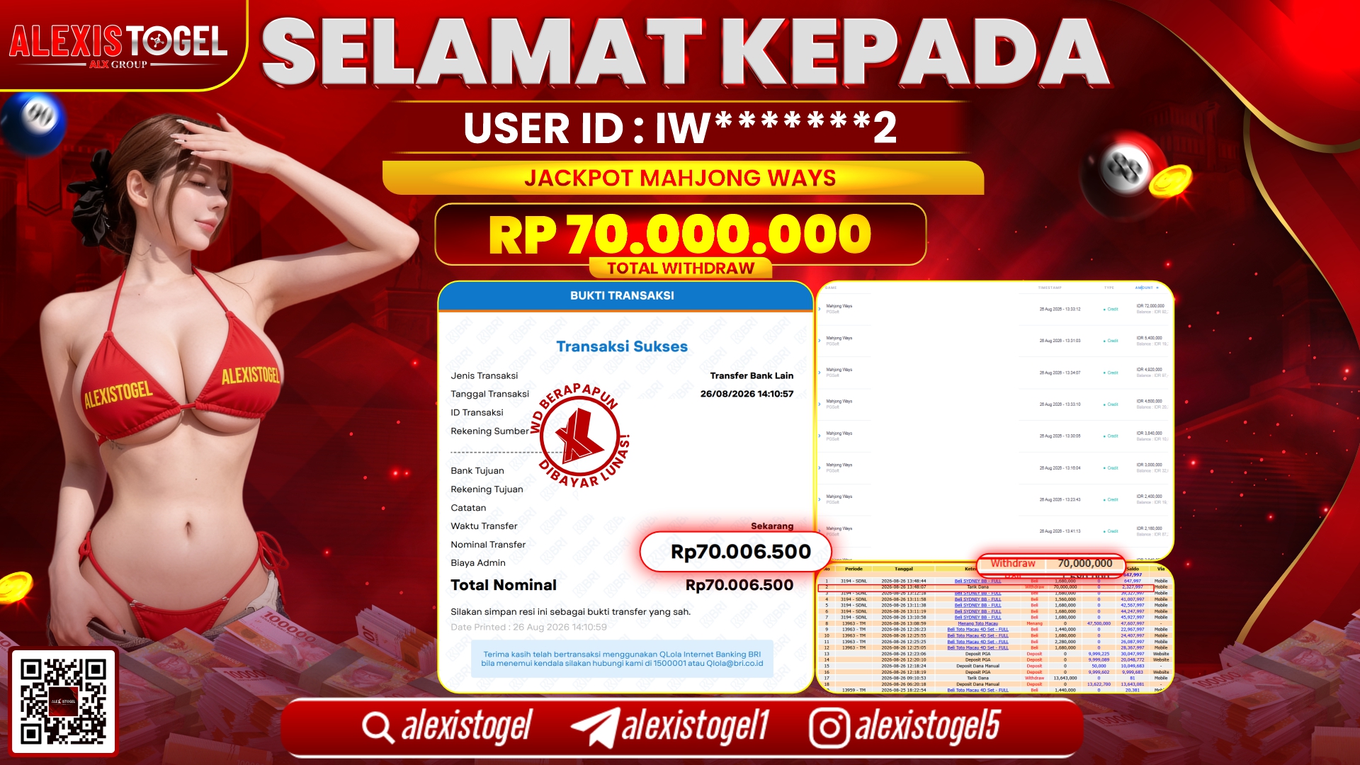 ALEXISTOGEL JACKPOT DI MAHJONG WAYS RP.70.000.000,- LUNAS