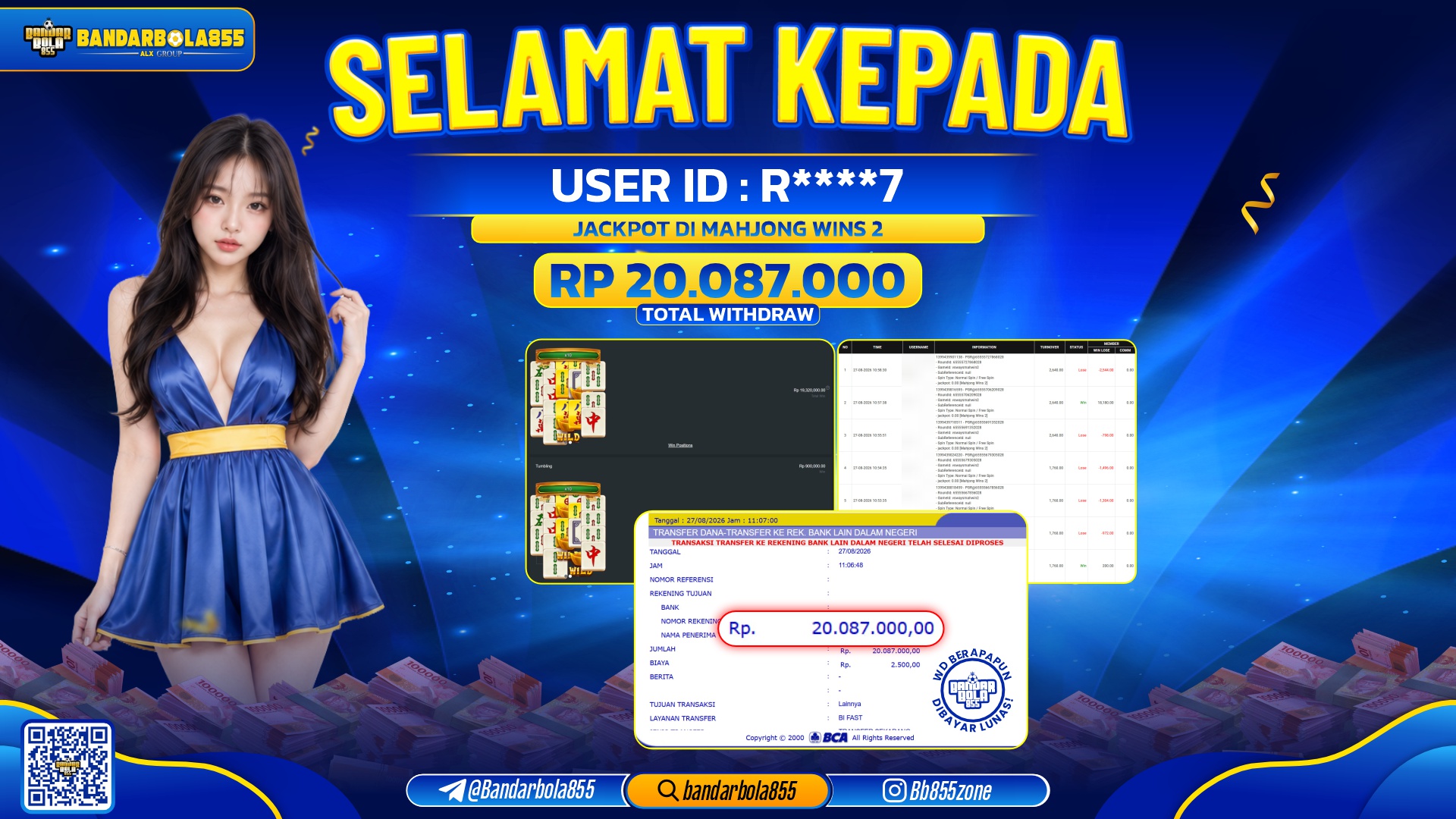 JACKPOT BANDARBOLA855 DI MAHJONG WINS 2 Rp20.087.000, - LUNAS🎖