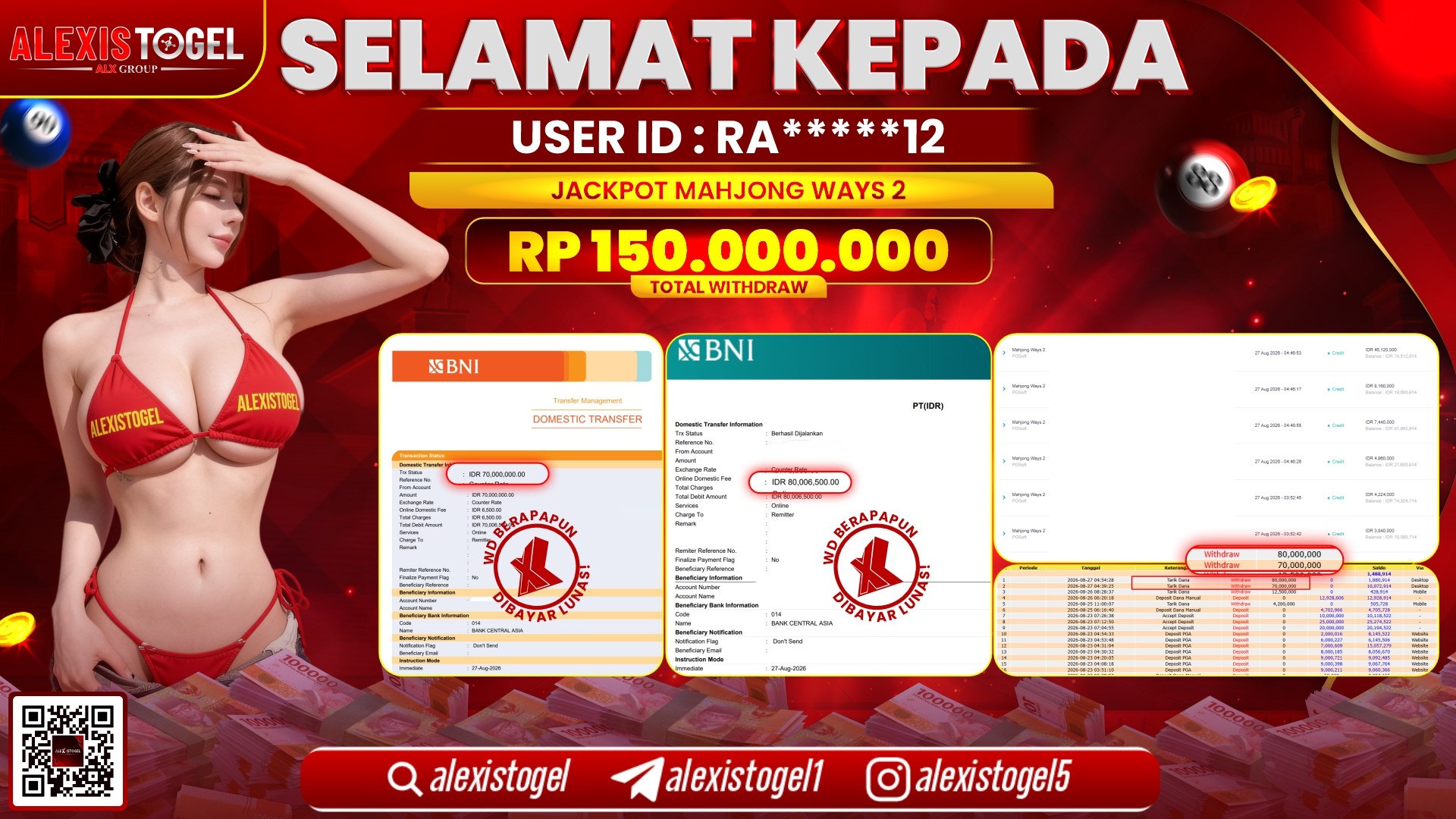 ALEXISTOGEL JACKPOT DI MAHJONG WAYS 2 RP.150.000.000,- LUNAS