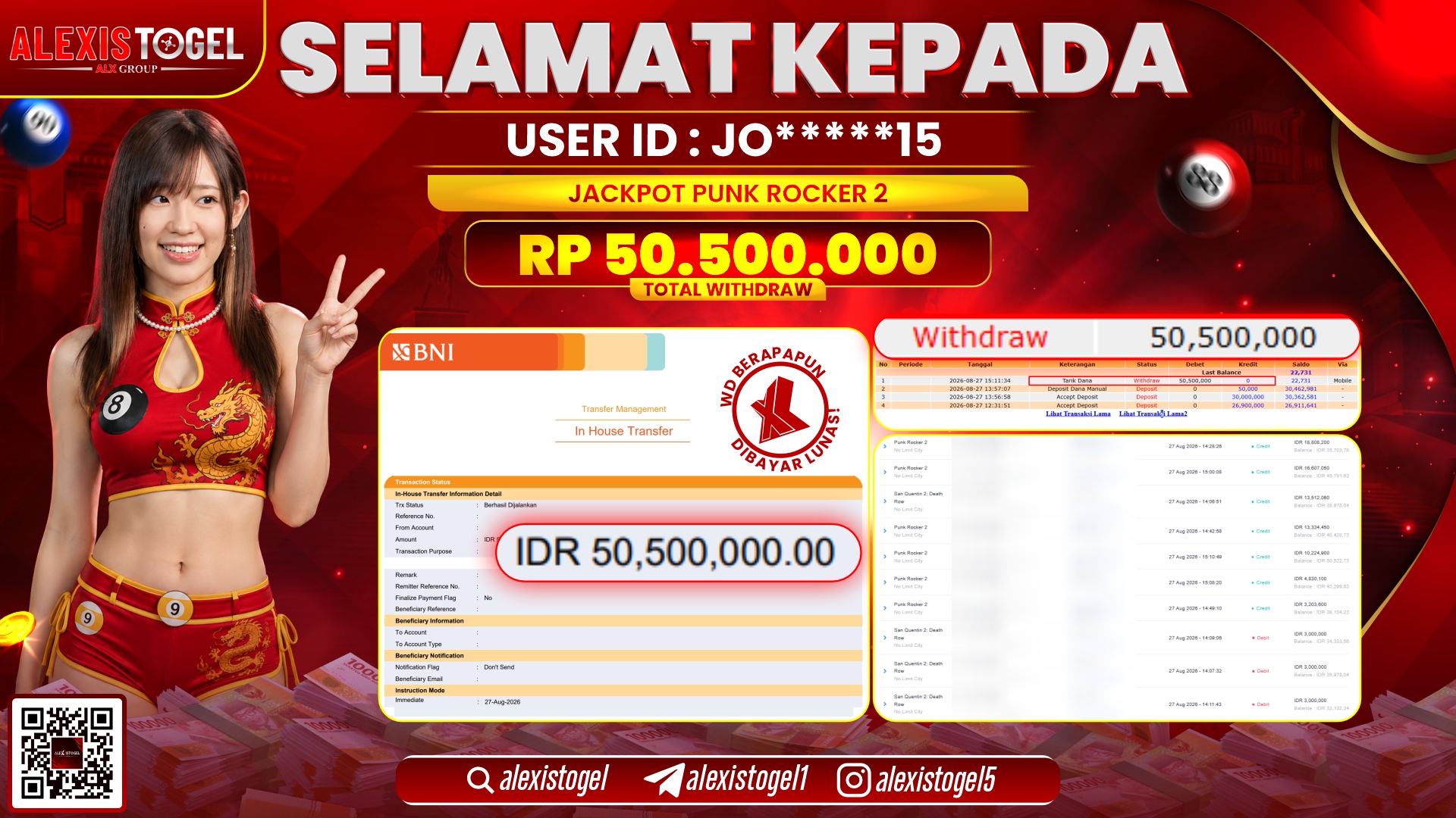ALEXISTOGEL JACKPOT DI PUNK ROCKER 2 RP.50.500.000,- LUNAS