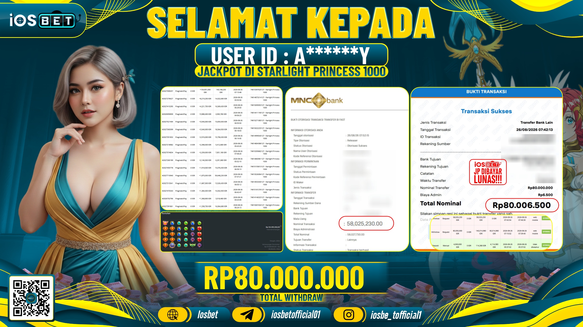 Bukti Pembayaran LUNAS SLOT GAME GACOR Rp.80.000.000.-