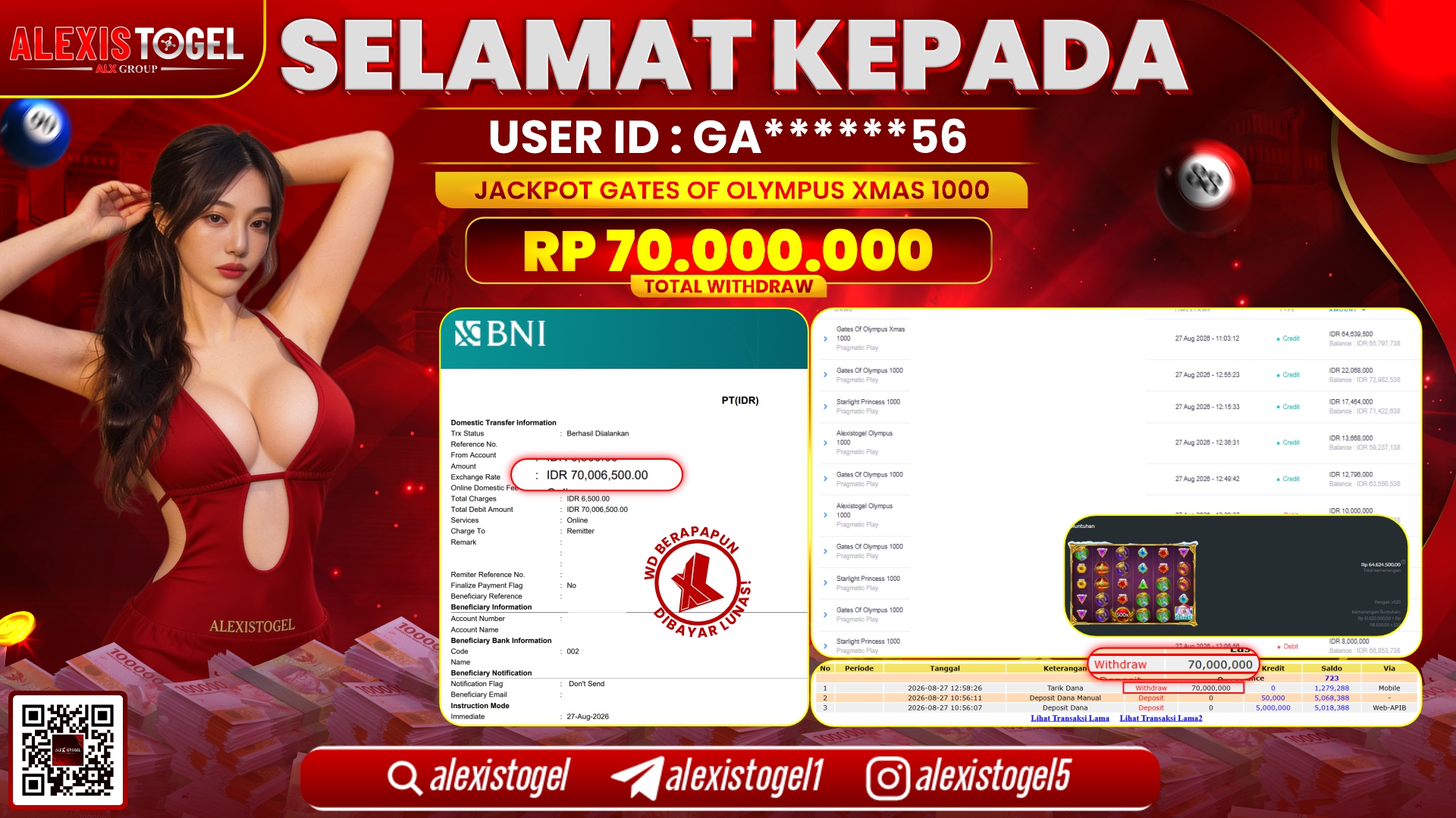 ALEXISTOGEL JACKPOT DI GATES OF OLYMPUS XMAS 1000 RP.70.000.000,- LUNAS