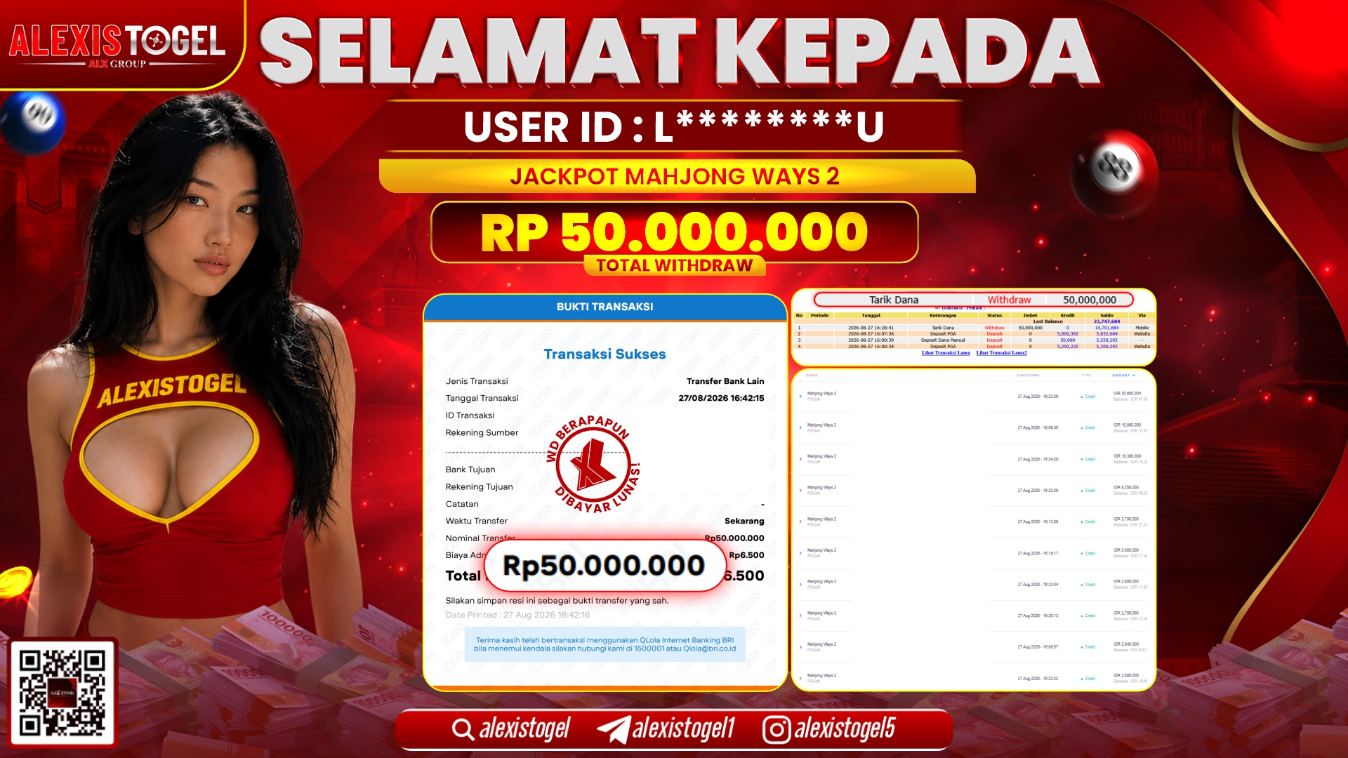 ALEXISTOGEL JACKPOT DI MAHJONG WAYS 2 RP.50.000.000,- LUNAS