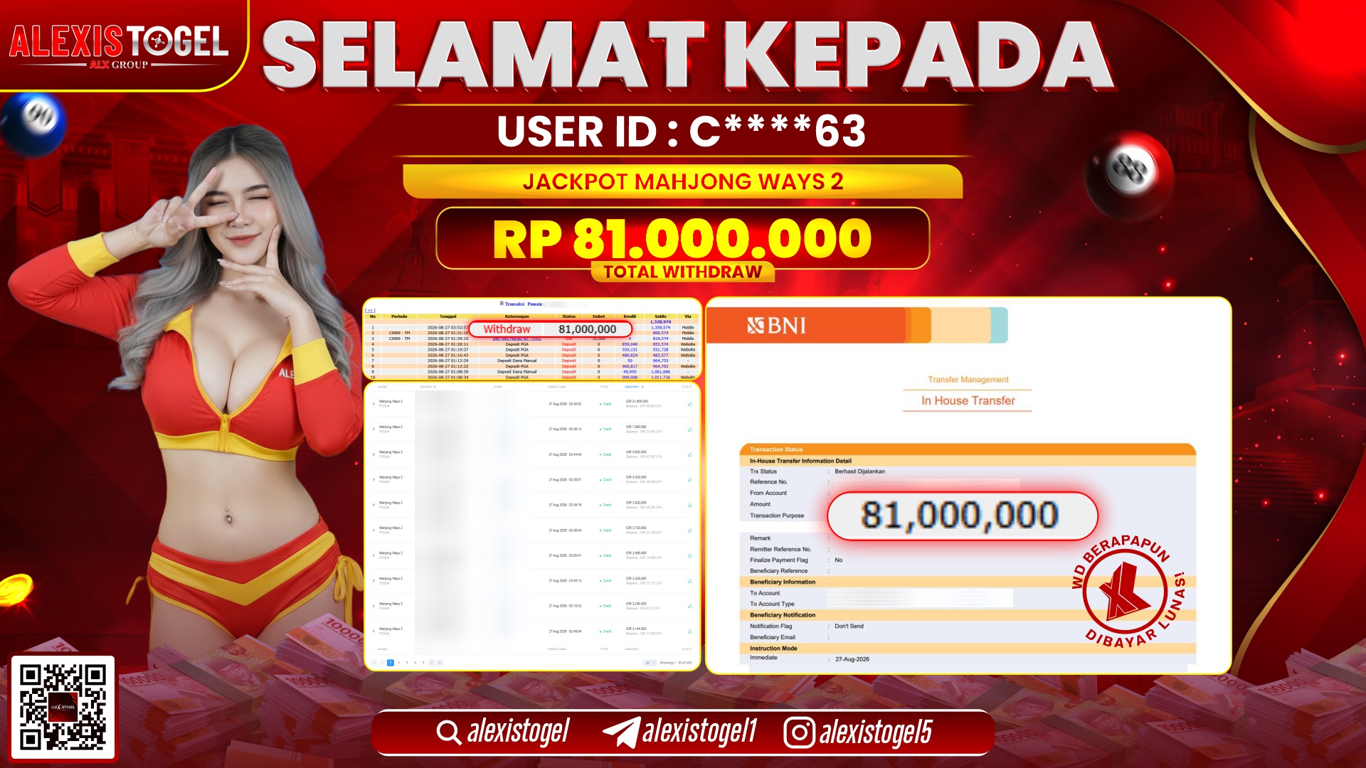 ALEXISTOGEL JACKPOT DI MAHJONG WAYS 2 RP.81.000.000,- LUNAS