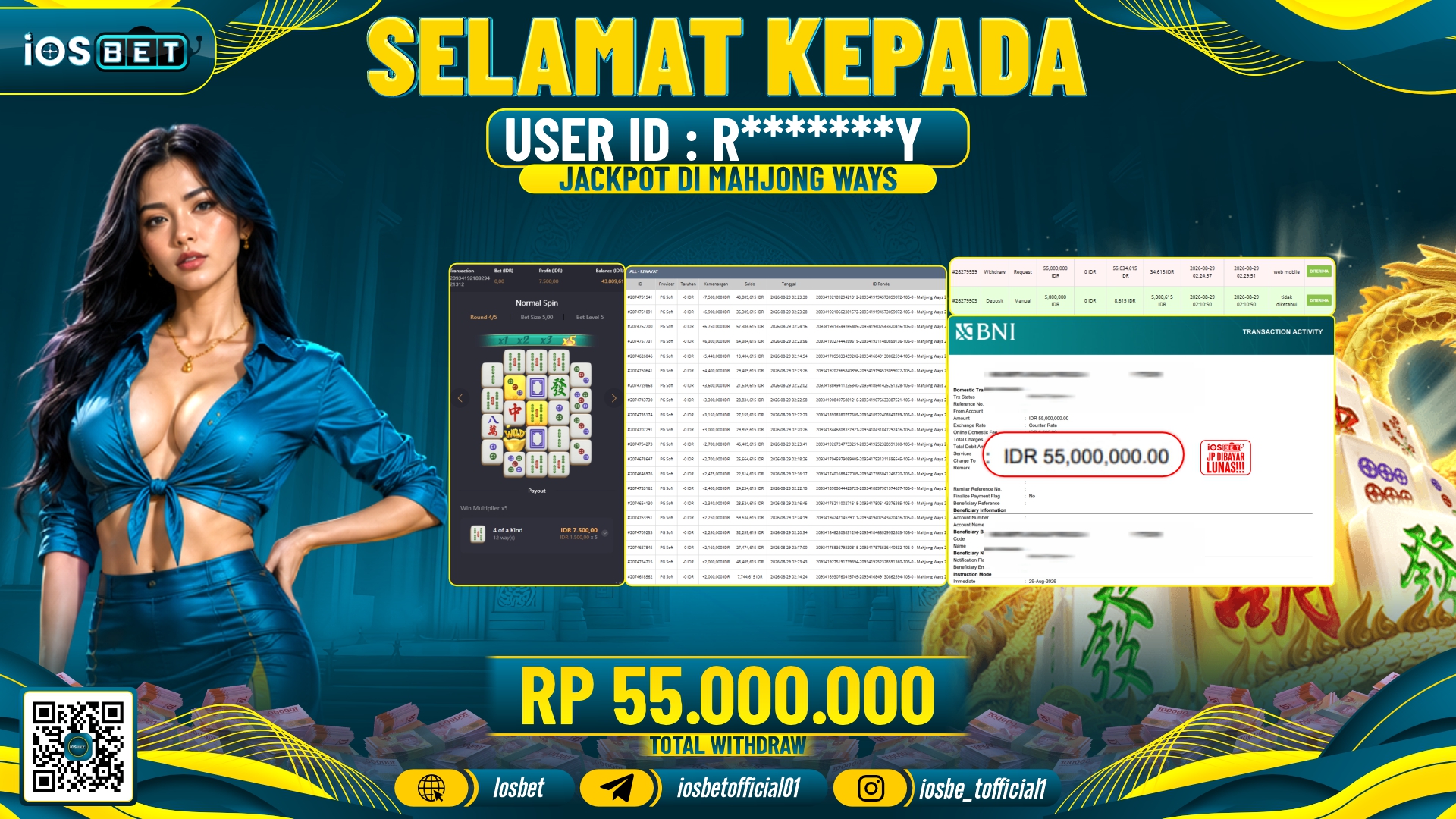 Bukti Pembayaran LUNAS SLOT GAME GACOR Rp.55.000.000.-
