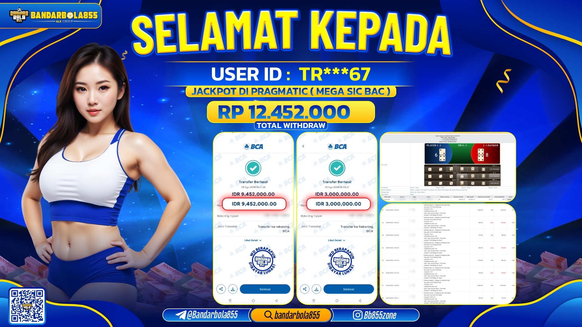 JACKPOT BANDARBOLA855 DI MEGA SIC BAC Rp12.452.000, - LUNAS🎖