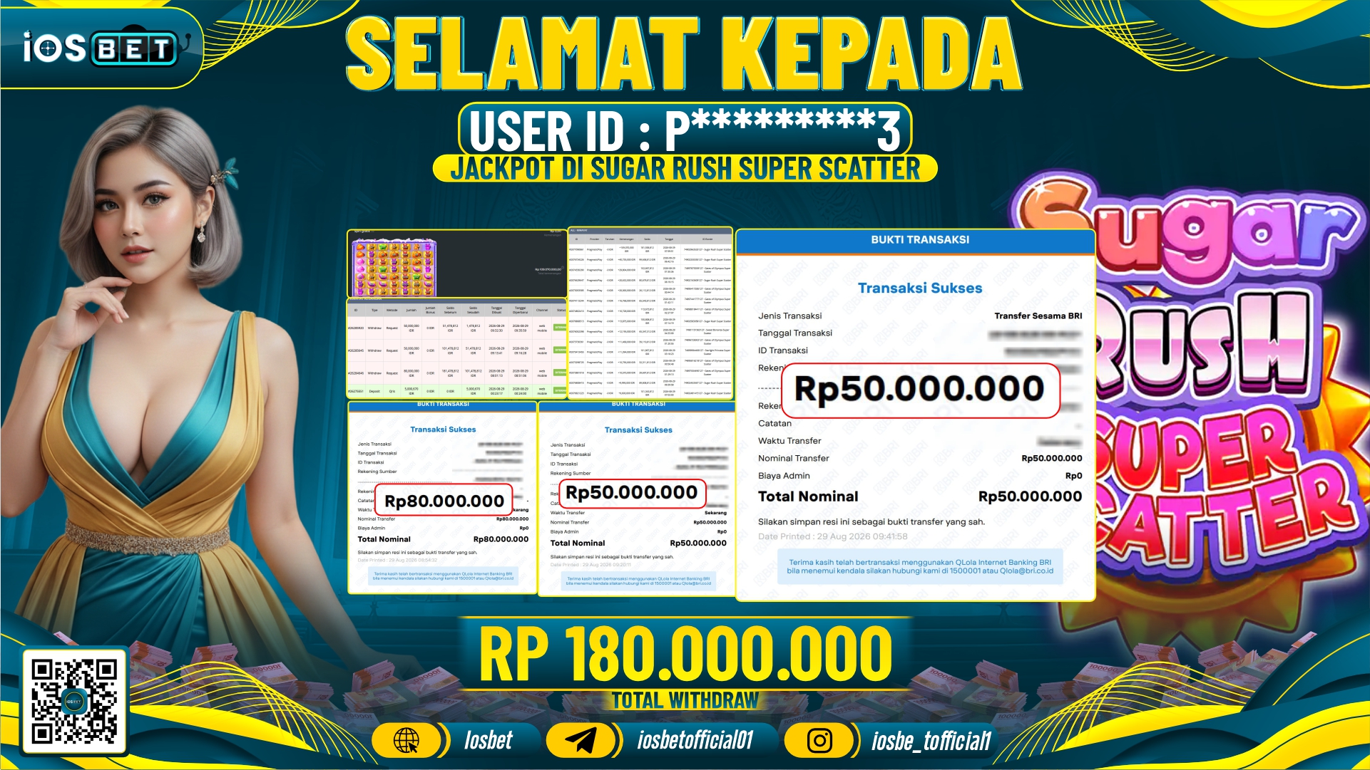 Bukti Pembayaran LUNAS SLOT GAME GACOR Rp.180.000.000.-