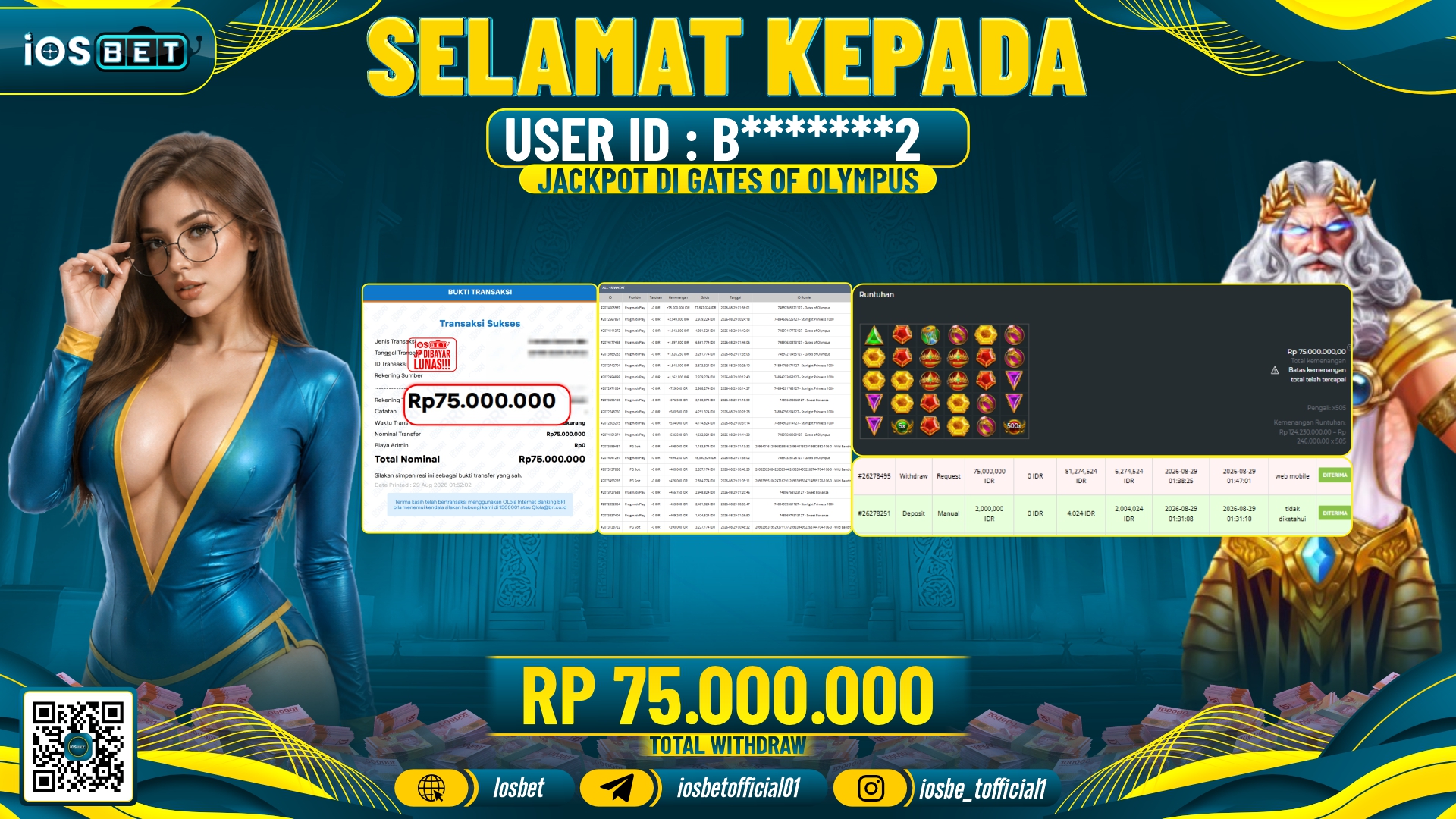 Bukti Pembayaran LUNAS SLOT GAME GACOR Rp.75.000.000.-