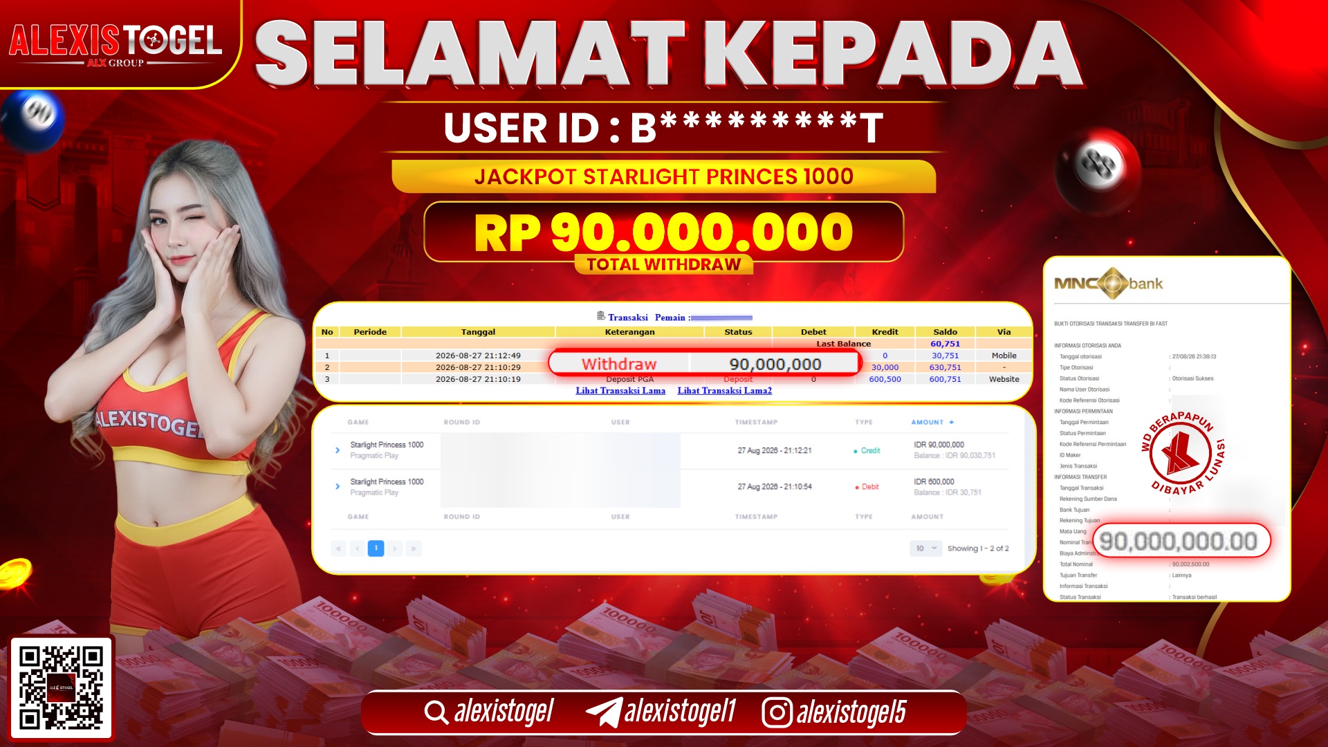 ALEXISTOGEL JACKPOT DI STARLIGHT PRINCESS 1000 RP.90.000.000,- LUNAS