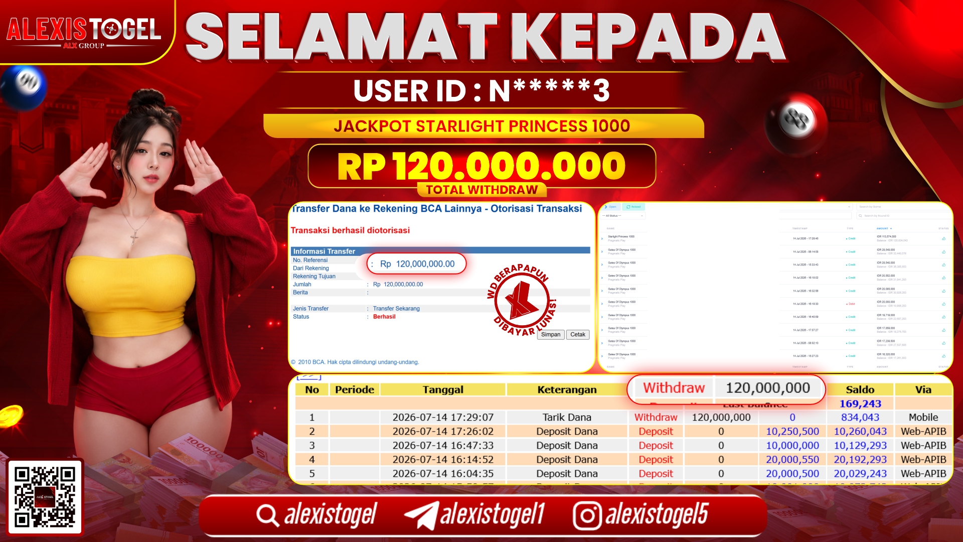 ALEXISTOGEL JACKPOT DI STARLIGHT PRINCESS 1000 RP.120.000.000,- LUNAS