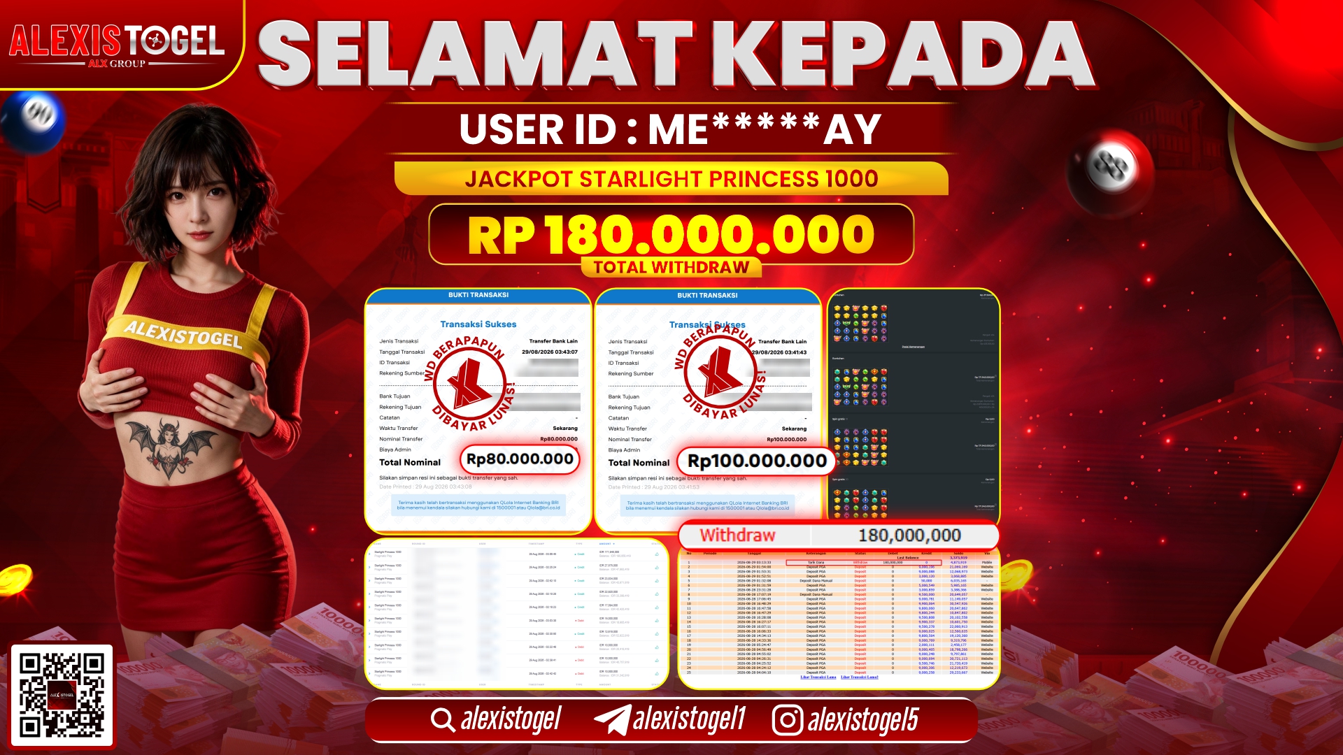 ALEXISTOGEL JACKPOT DI STARLIGHT PRINCESS 1000 RP.180.000.000,- LUNAS