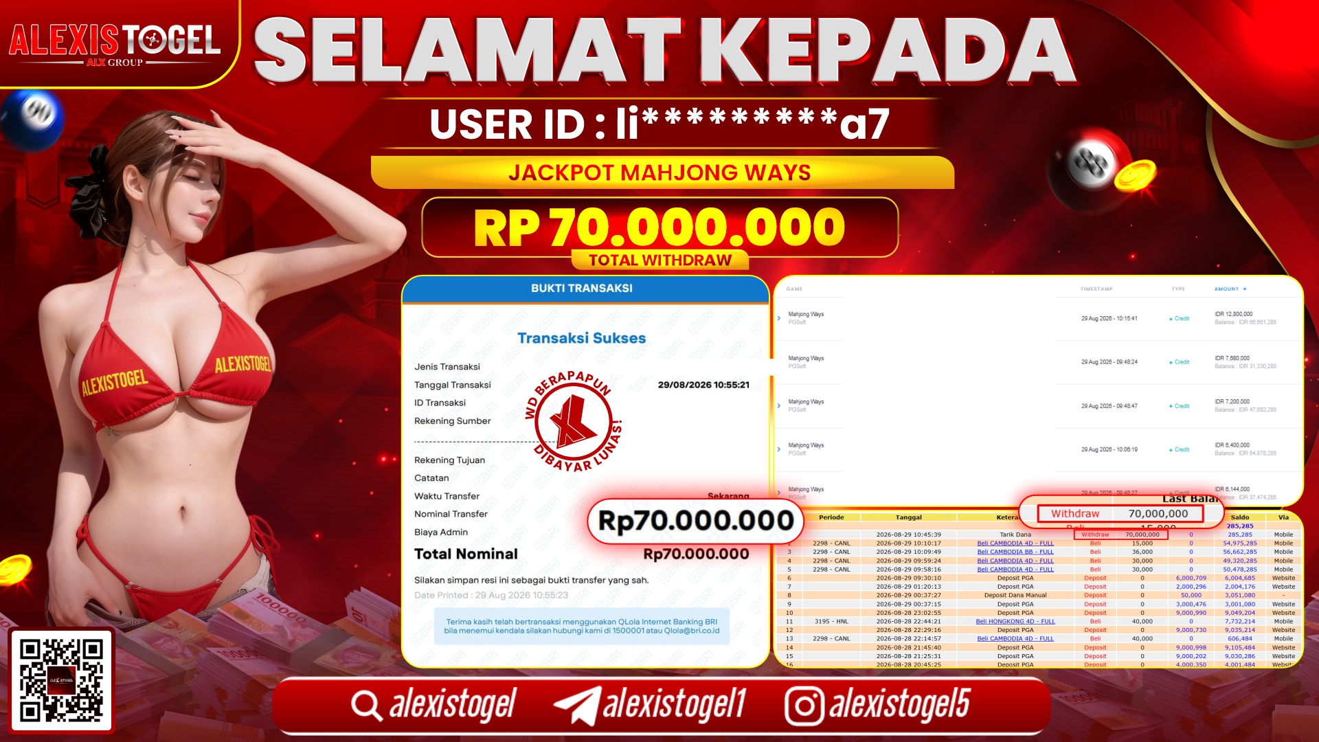 ALEXISTOGEL JACKPOT DI MAHJONG WAYS RP.70.000.000,- LUNAS