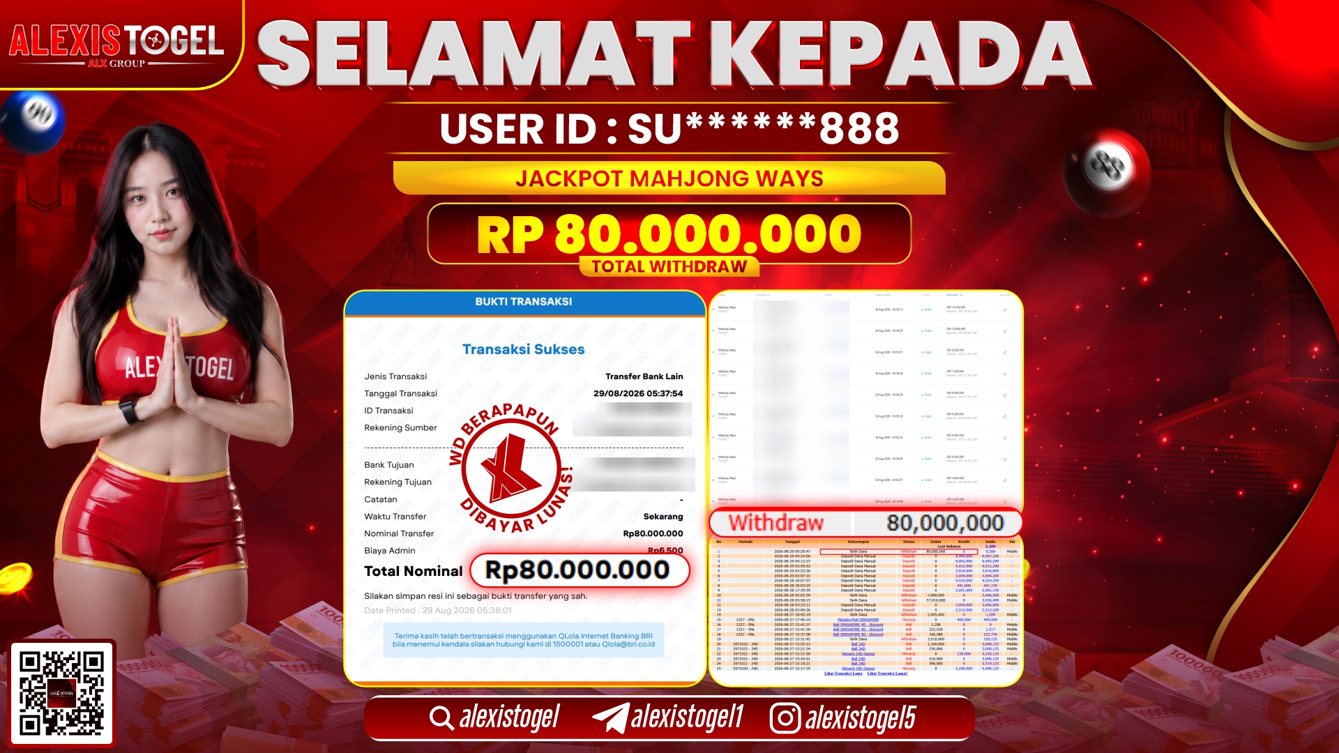 ALEXISTOGEL JACKPOT DI MAHJONG WAYS RP.80.000.000,- LUNAS