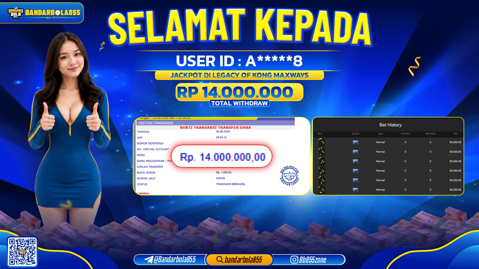 JACKPOT BANDARBOLA855 DI LEGACY OF KONG MAXWAYS Rp14.000.000, - LUNAS🎖