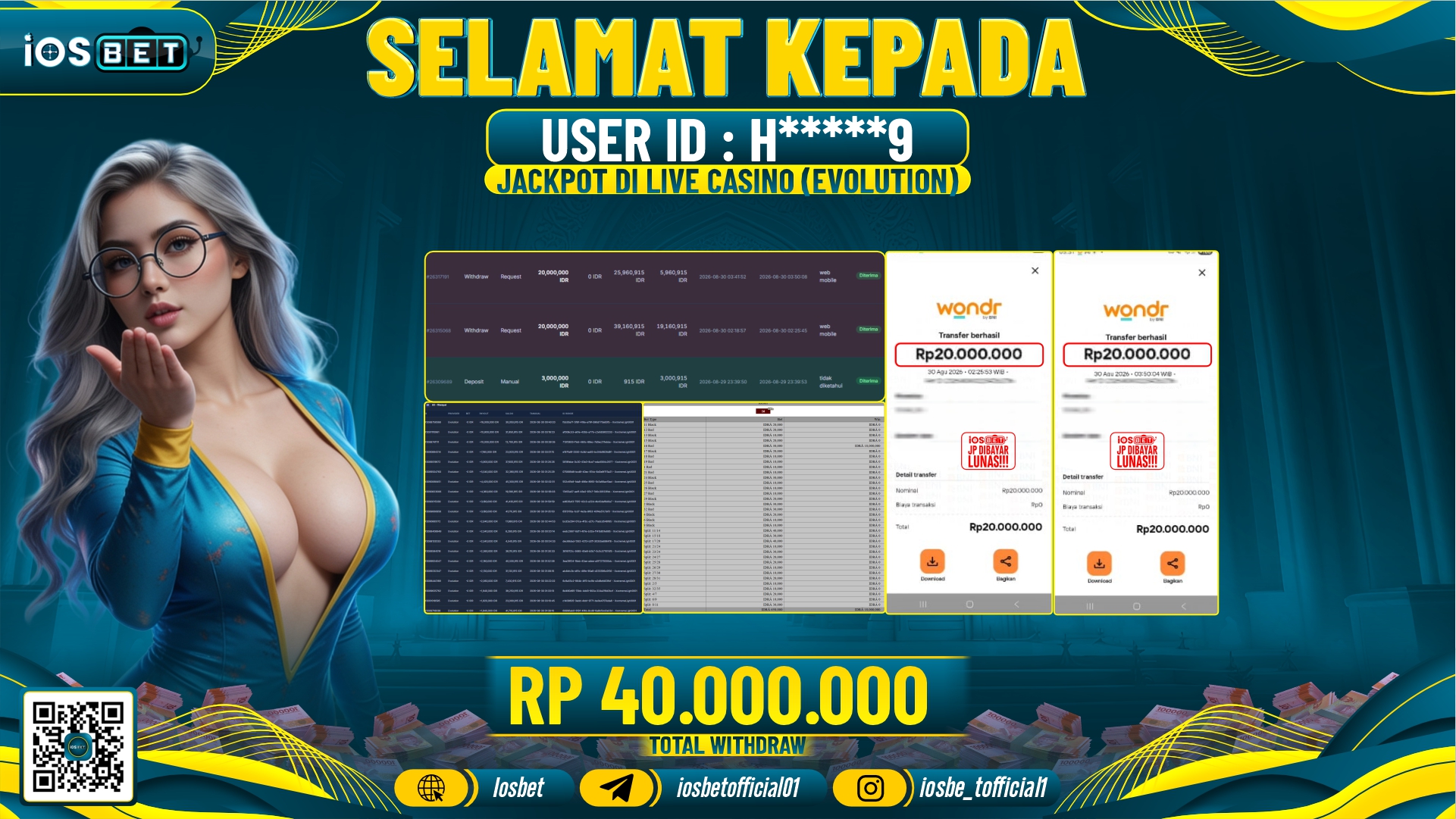Bukti Pembayaran LUNAS LIVE GAME GACOR Rp.40.000.000.-