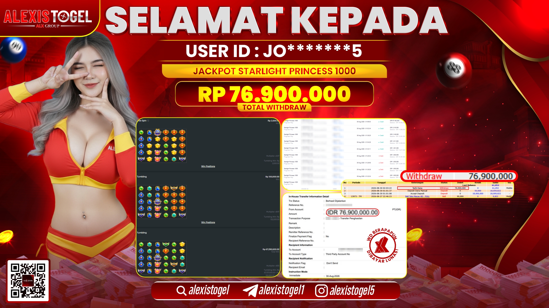 ALEXISTOGEL JACKPOT DI STARLIHT PRINCESS 1000 RP.76.900.000,- LUNAS
