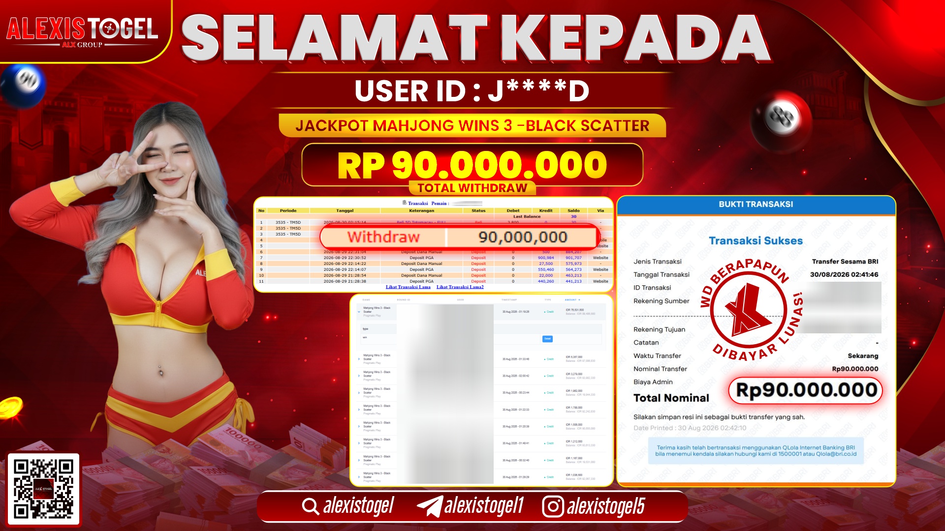 ALEXISTOGEL JACKPOT DI MAHJONG WINS 3 BLACK SCATTER RP.90.000.000,- LUNAS