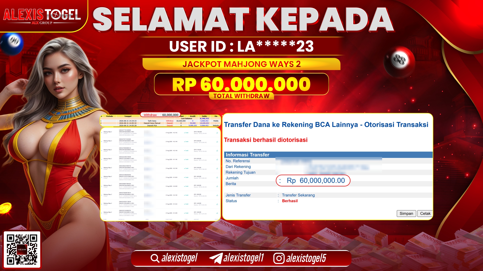 ALEXISTOGEL JACKPOT DI MAHJONG WAYS 2 RP.60.000.000,- LUNAS