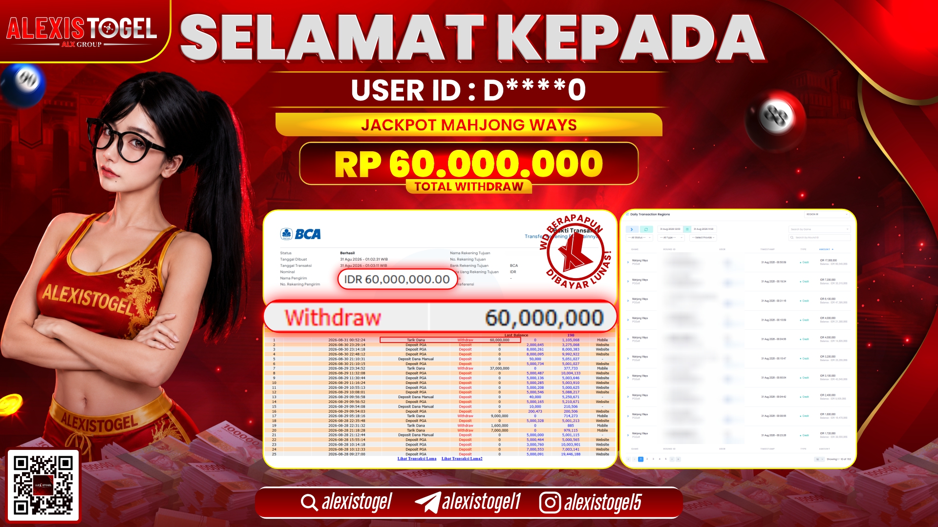 ALEXISTOGEL JACKPOT DI MAHJONG WAYS RP.60.000.000,- LUNAS