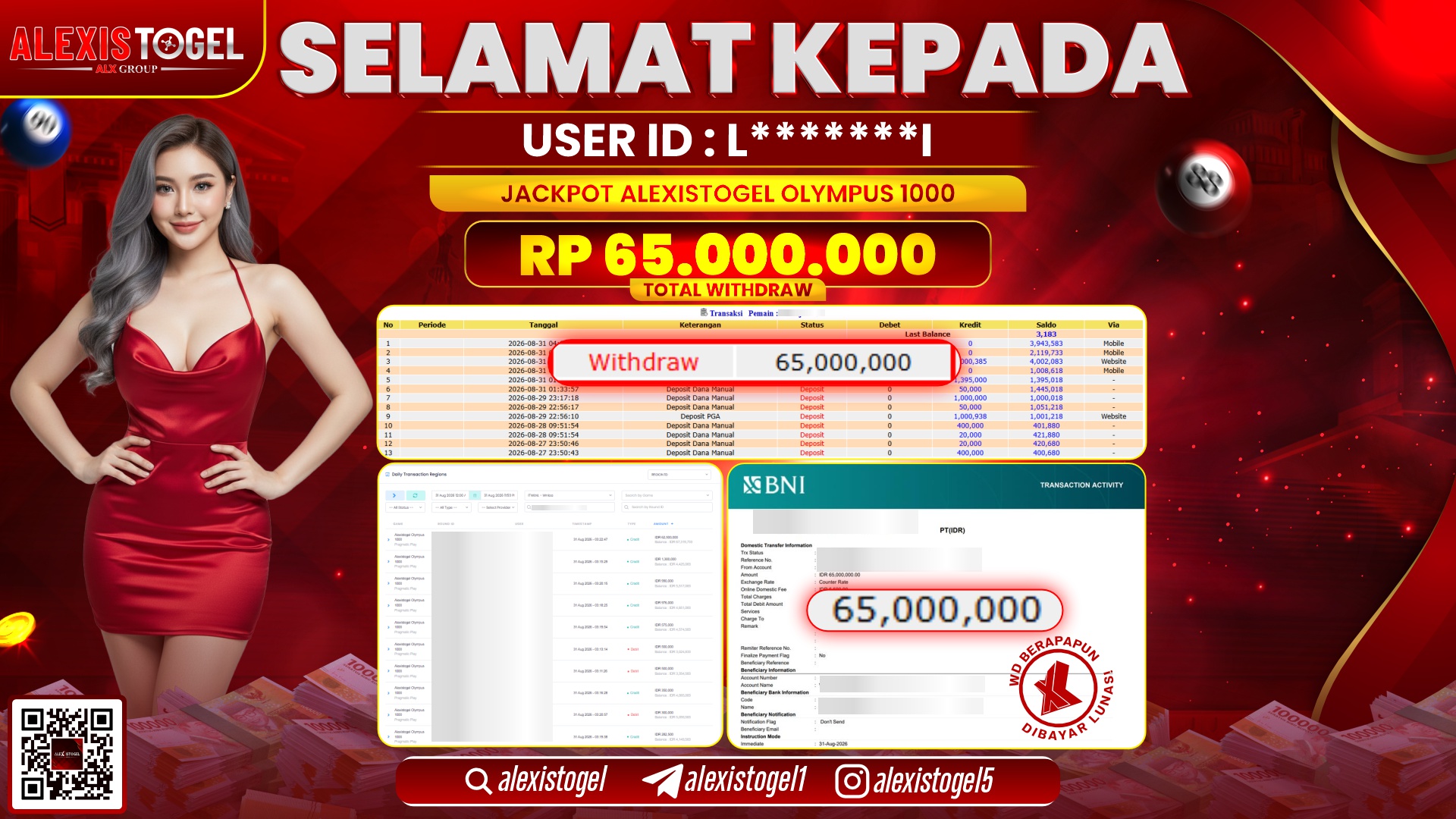 ALEXISTOGEL JACKPOT DI ALEXISTOGEL OLYMPUS 1000 RP.65.000.000,- LUNAS