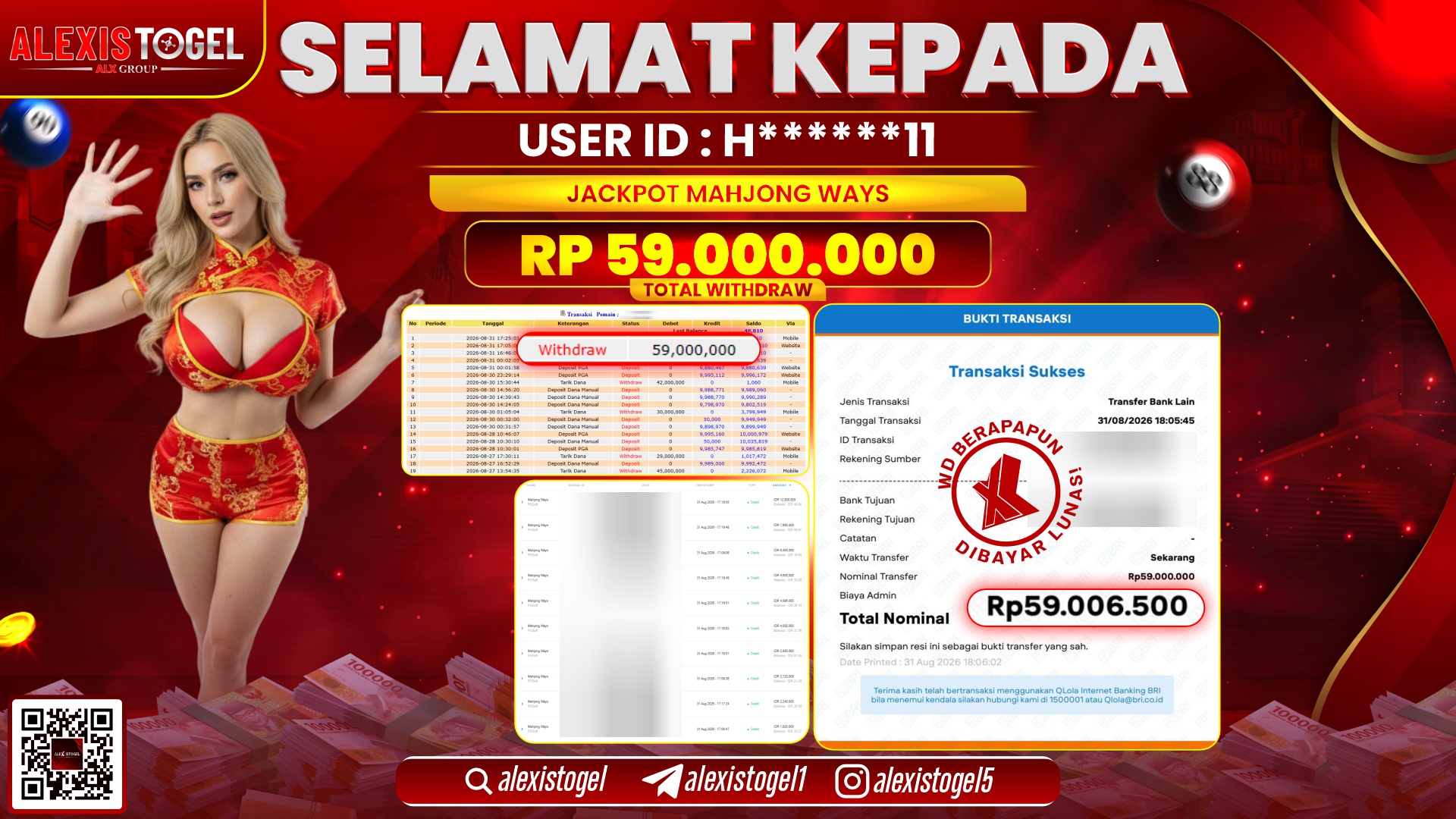 ALEXISTOGEL JACKPOT DI MAHJONG WAYS RP.59.000.000,- LUNAS