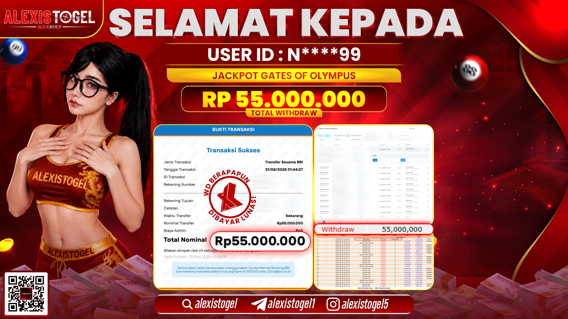 ALEXISTOGEL JACKPOT DI GATES OF OLYMPUS RP.55.000.000,- LUNAS