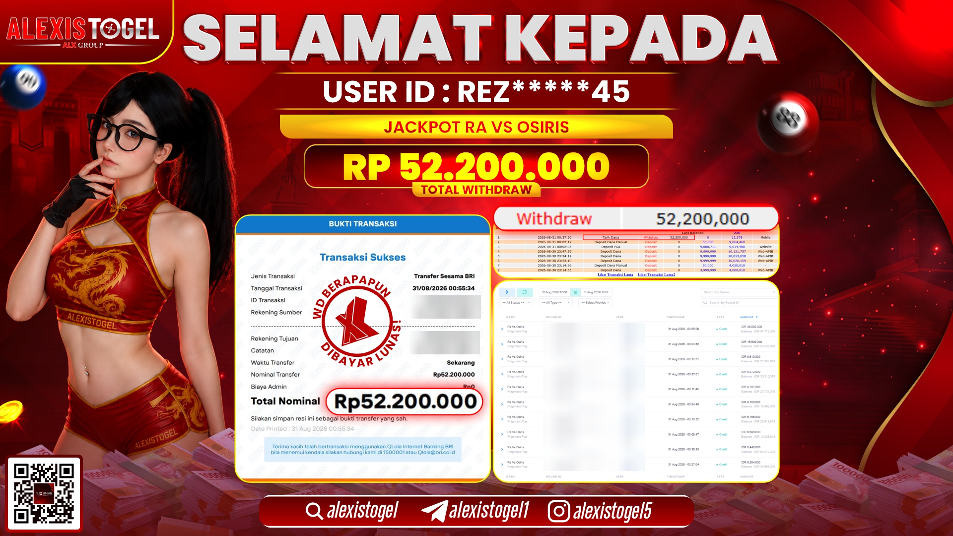 ALEXISTOGEL JACKPOT DI RA VS OSIRIS RP.52.200.000,- LUNAS