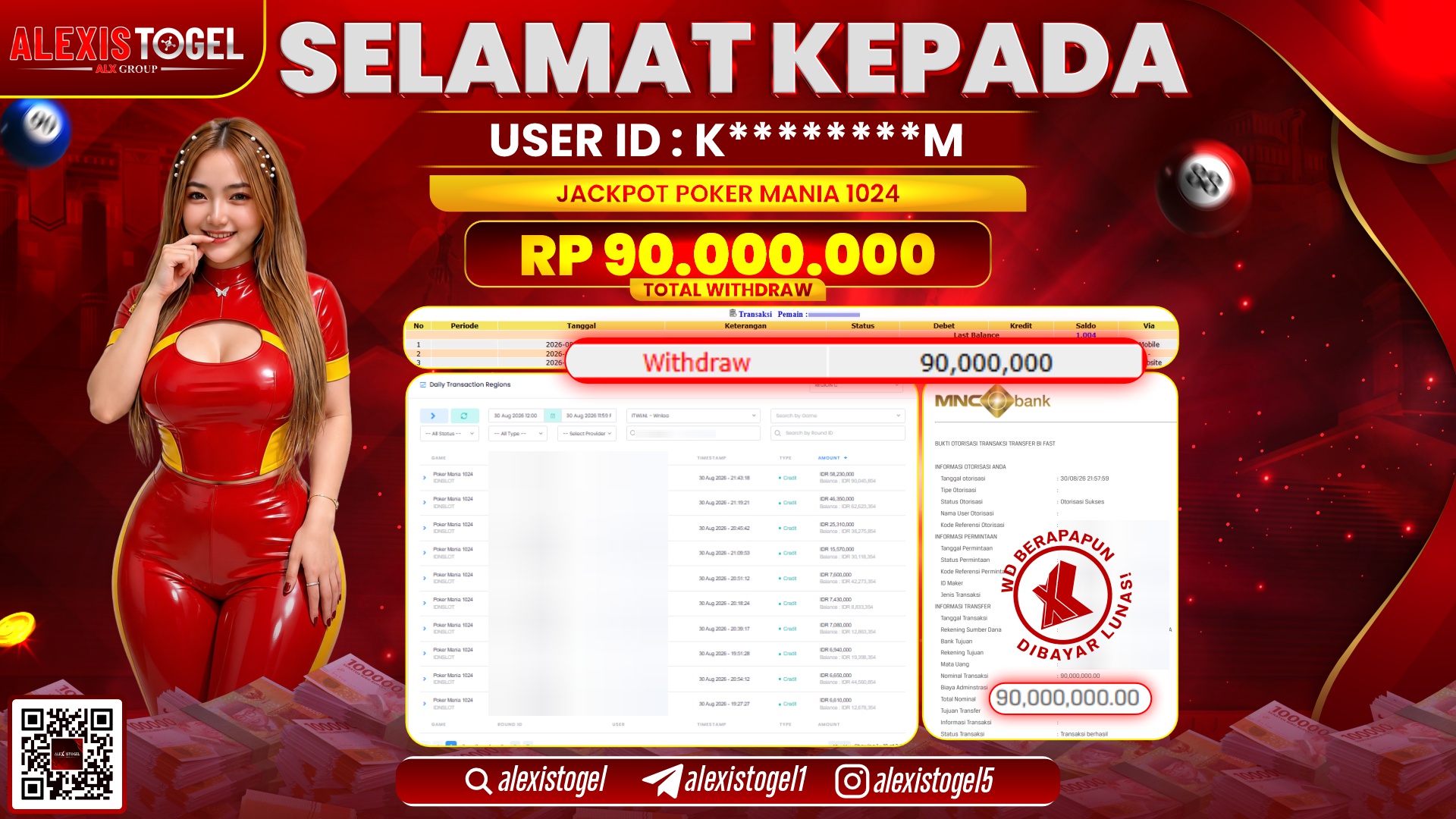 ALEXISTOGEL JACKPOT DI POKER MANIA 1024 RP.90.000.000,- LUNAS