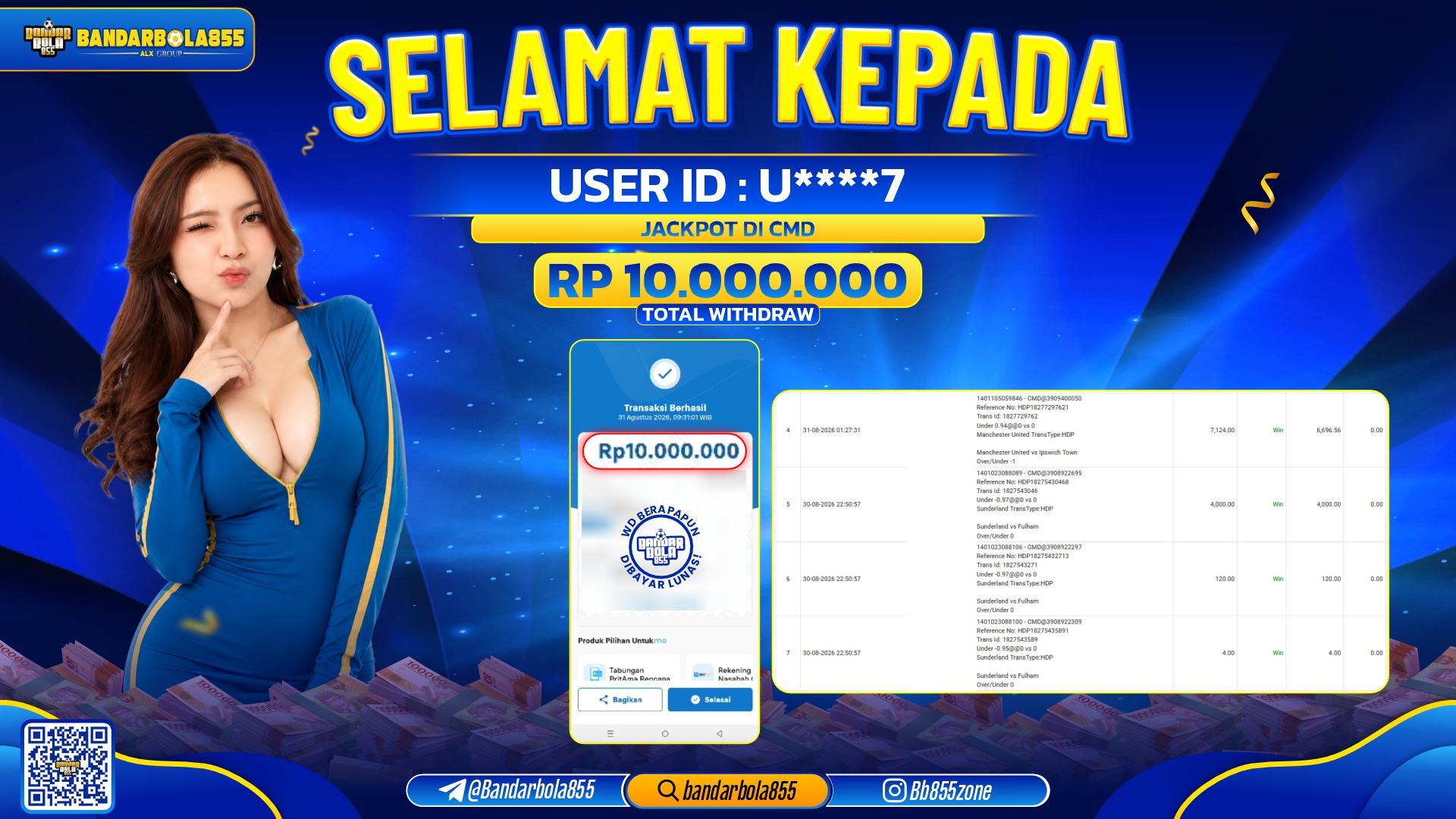 JACKPOT BANDARBOLA855 DI CMD Rp10.000.000, - LUNAS🎖