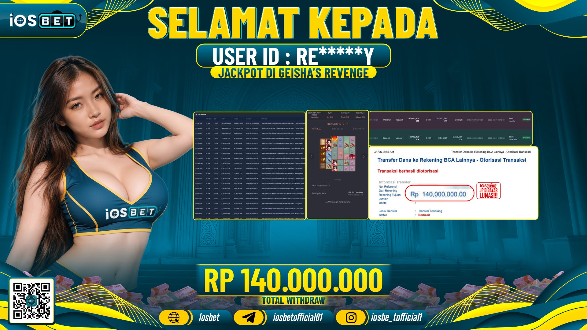 Bukti Pembayaran LUNAS SLOT GAME GACOR Rp.140.000.000.-