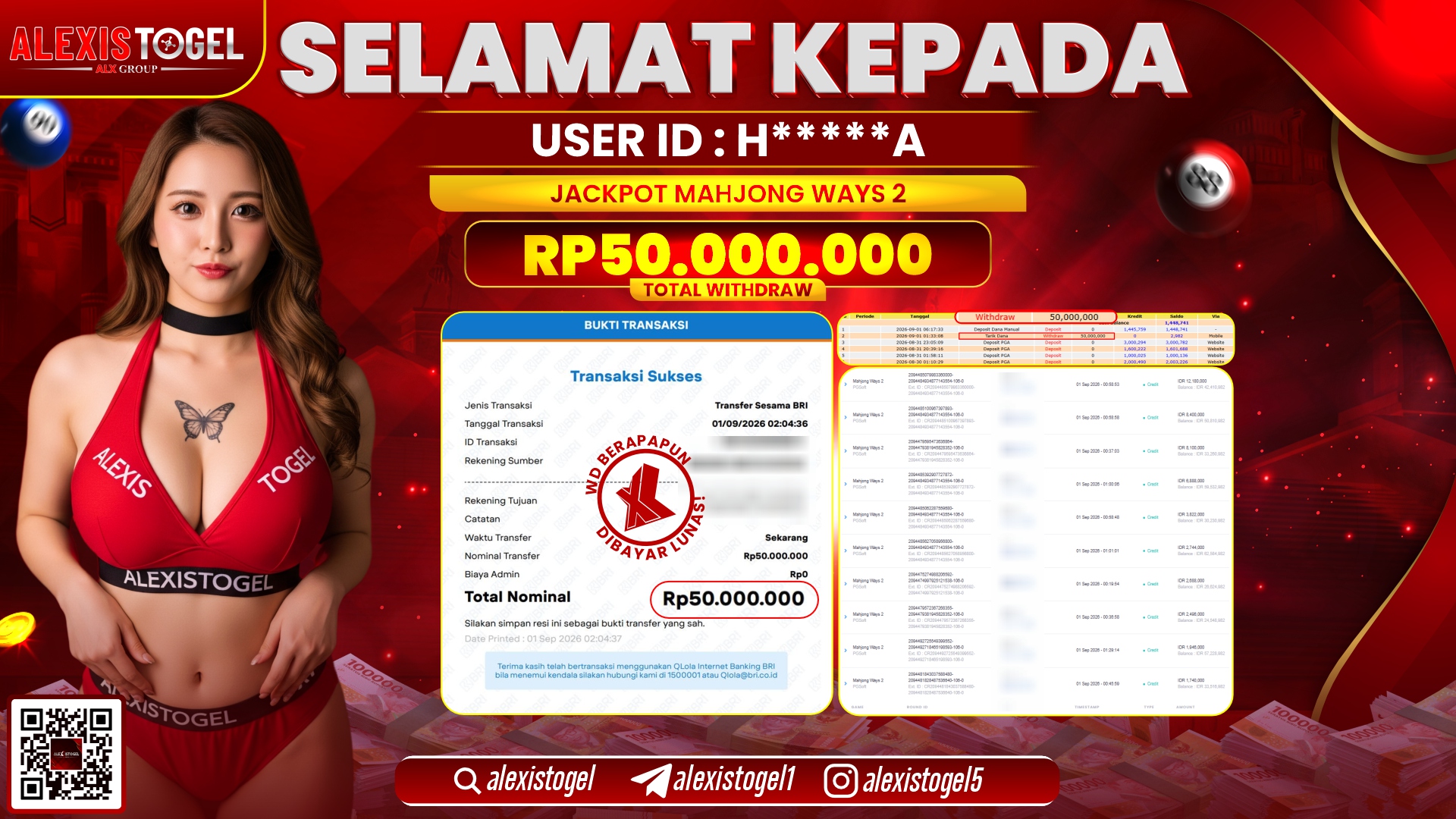 ALEXISTOGEL JACKPOT DI MAHJONG WAYS 2 RP.50.000.000,- LUNAS