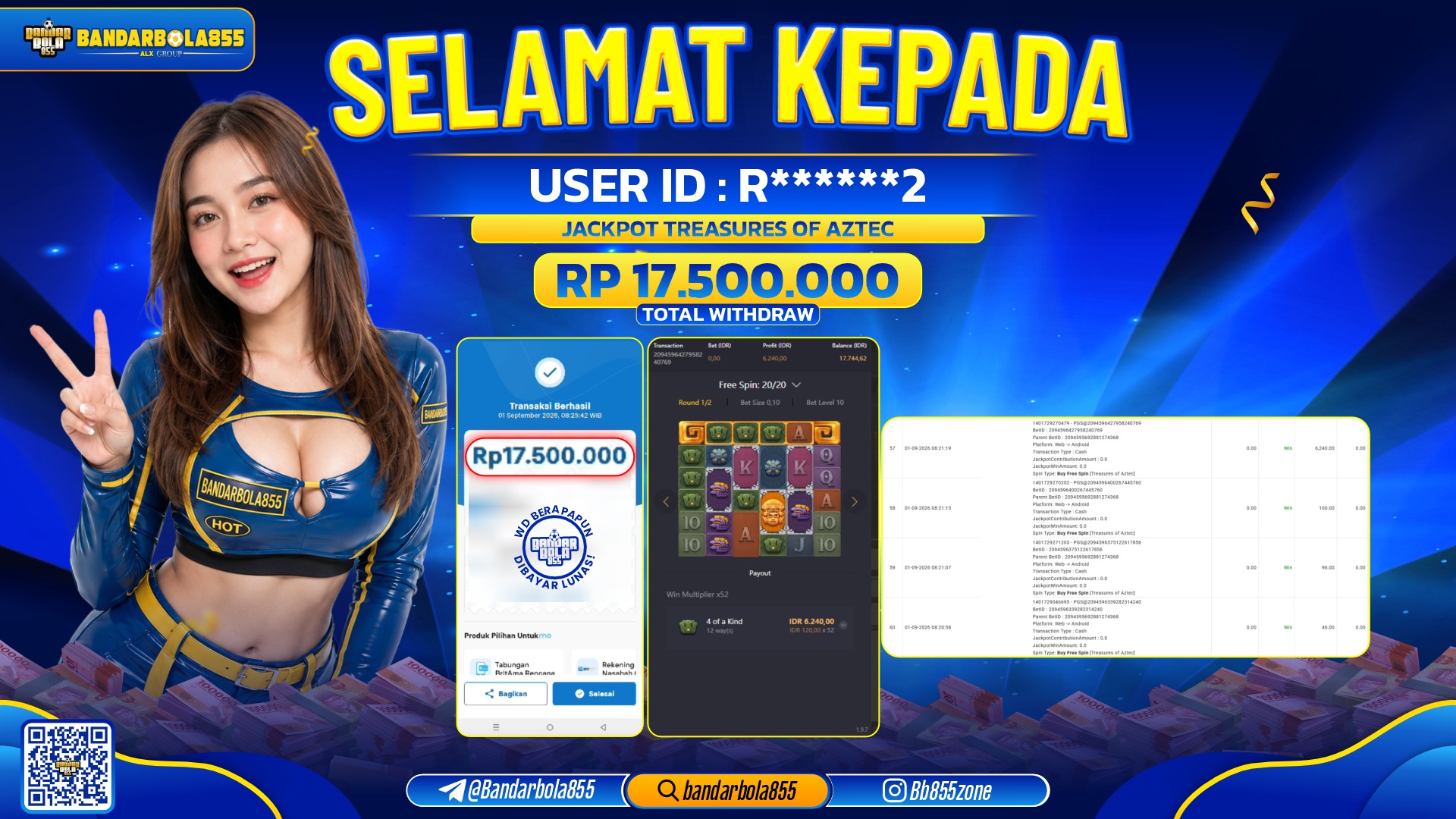 JACKPOT BANDARBOLA855 DI TREASURES OF AZTEC Rp17.500.000, - LUNAS🎖