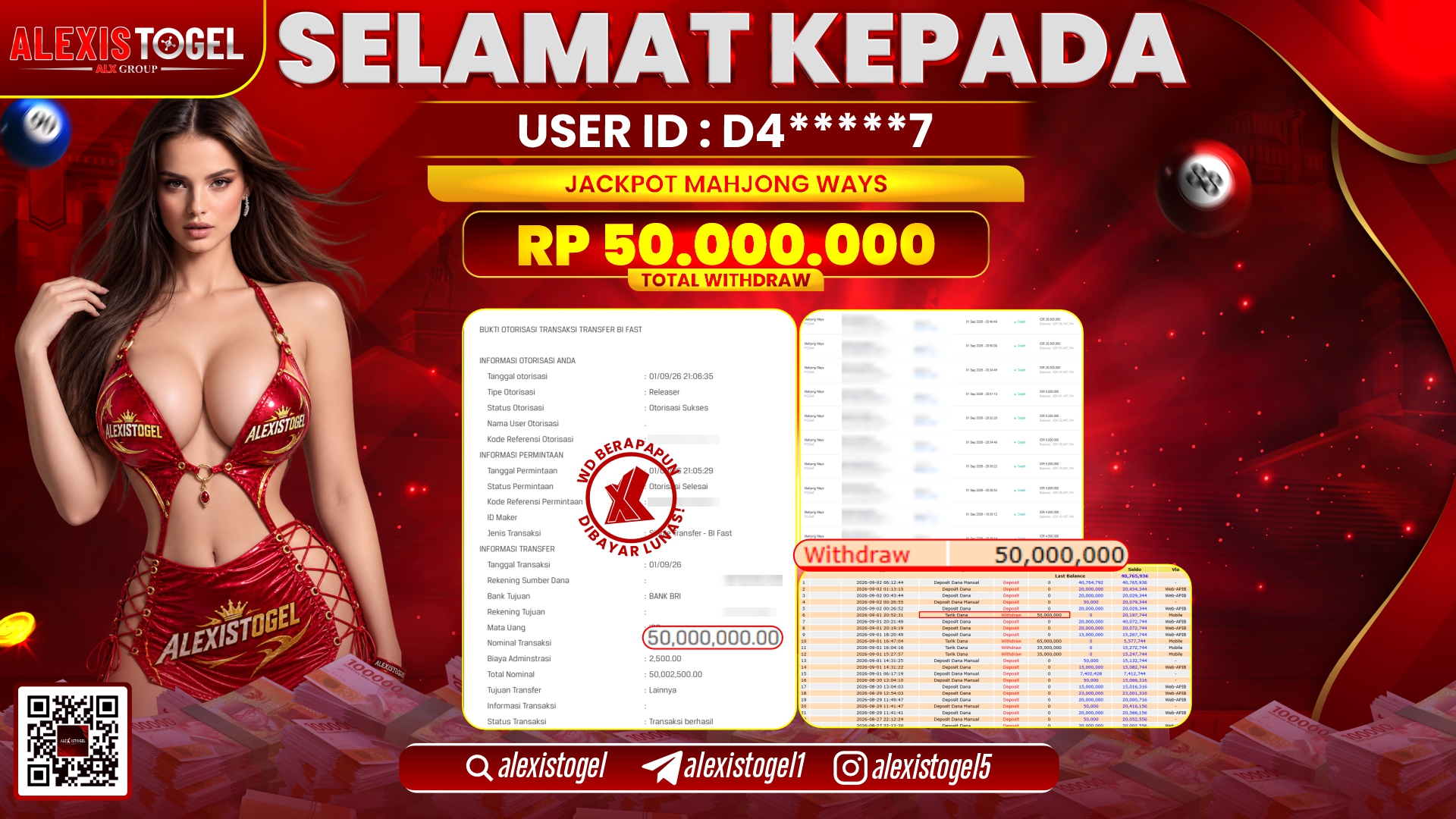 ALEXISTOGEL JACKPOT DI MAHJONG WAYS RP.50.000.000,- LUNAS