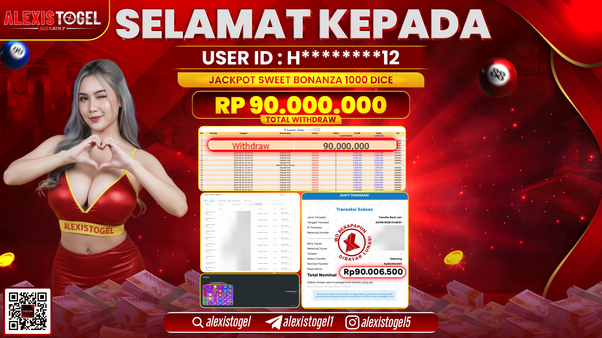 ALEXISTOGEL JACKPOT DI SWEET BONANZA 1000 DICE RP.90.000.000,- LUNAS