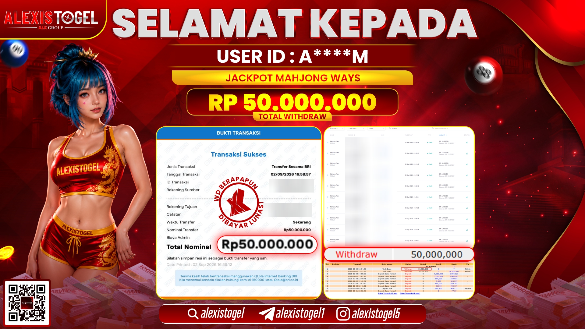 ALEXISTOGEL JACKPOT DI MAHJONG WAYS RP.50.000.000,- LUNAS