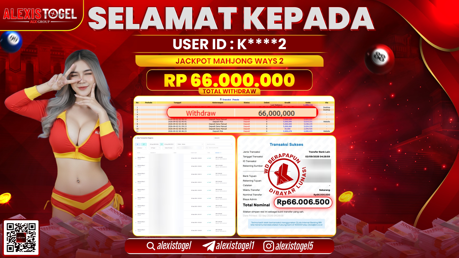 ALEXISTOGEL JACKPOT DI MAHJONG WAYS 2 RP.66.000.000,- LUNAS