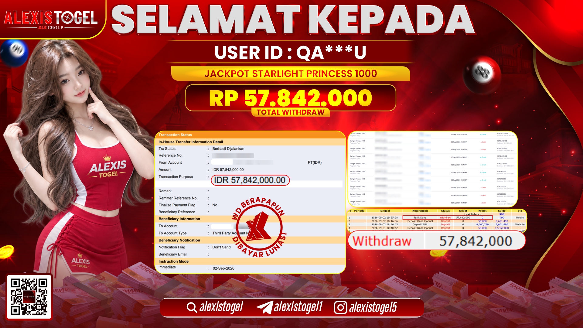ALEXISTOGEL JACKPOT DI STARLIGHT PRINCESS 1000 RP.57.842.000,- LUNAS