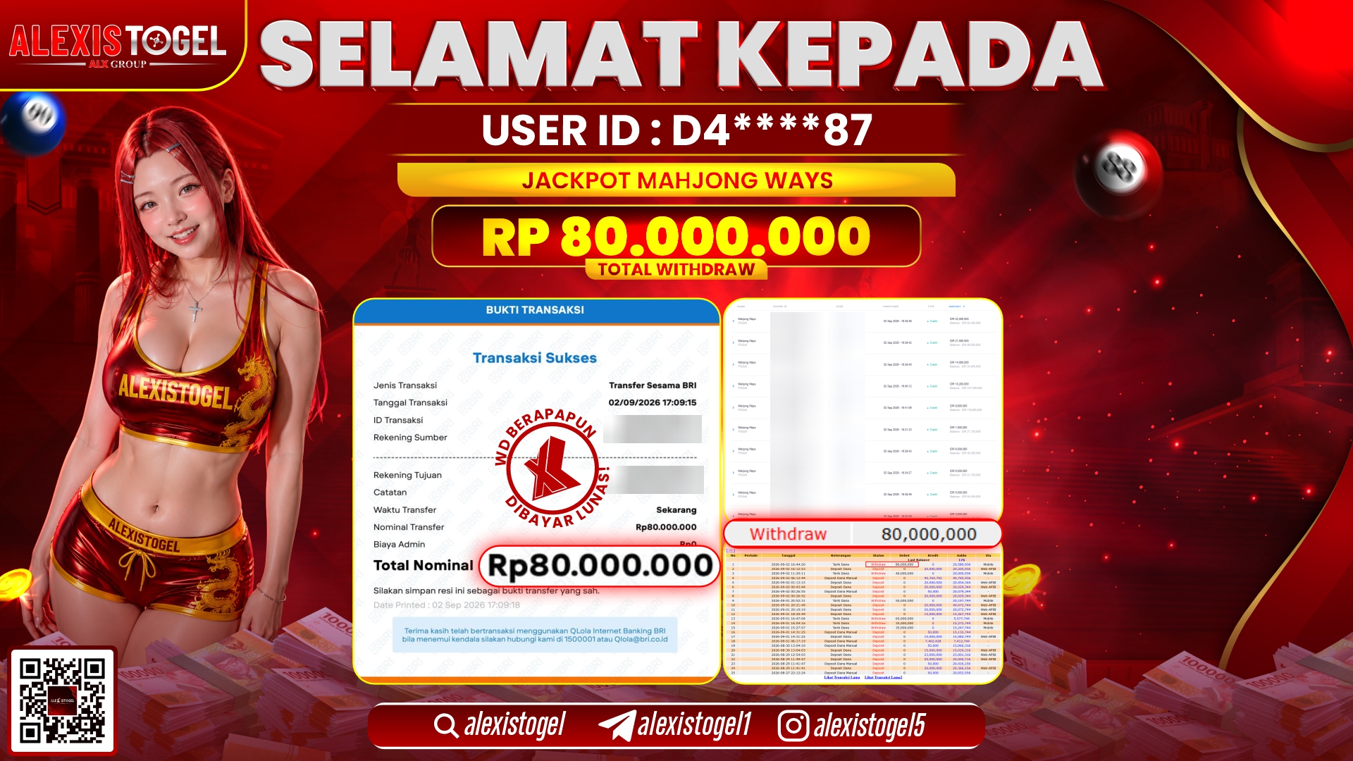 ALEXISTOGEL JACKPOT DI MAHJONG WAYS RP.80.000.000,- LUNAS