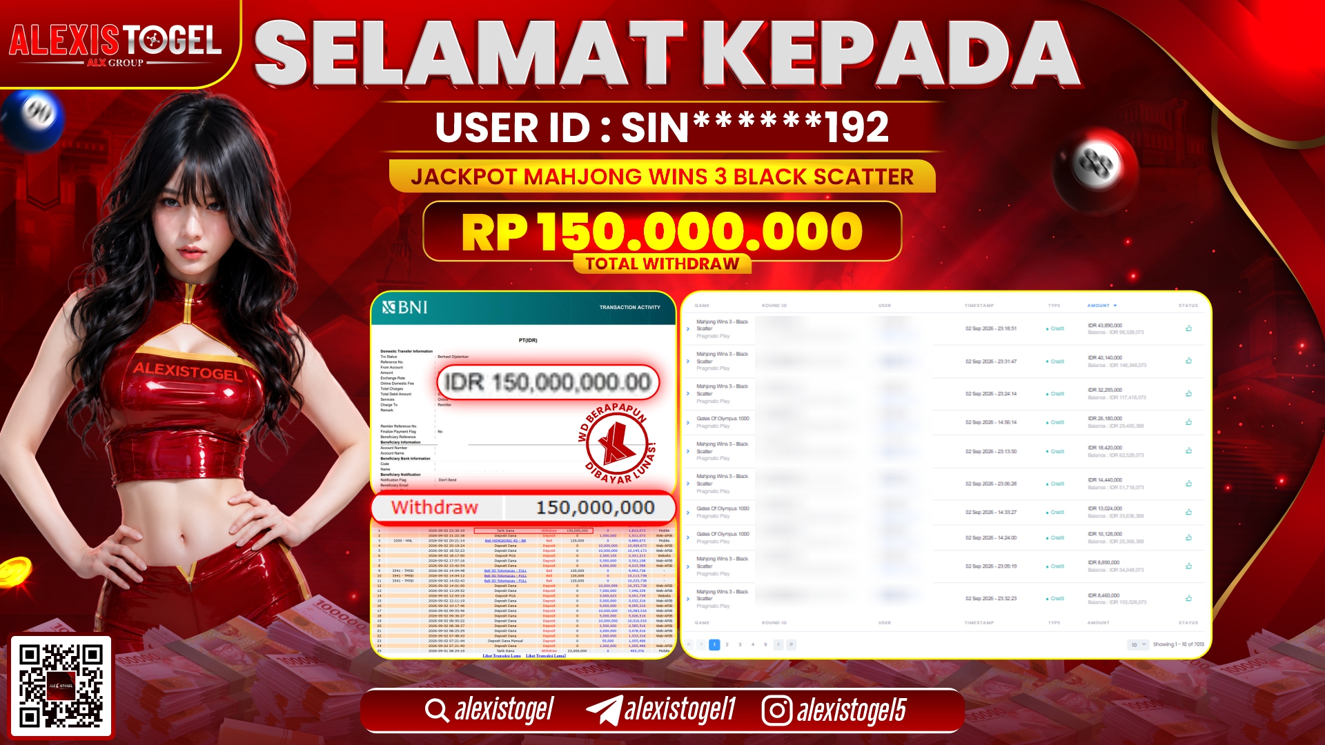 ALEXISTOGEL JACKPOT DI MAHJONG WINS 3 BLACK SCATTER RP.150.000.000,- LUNAS