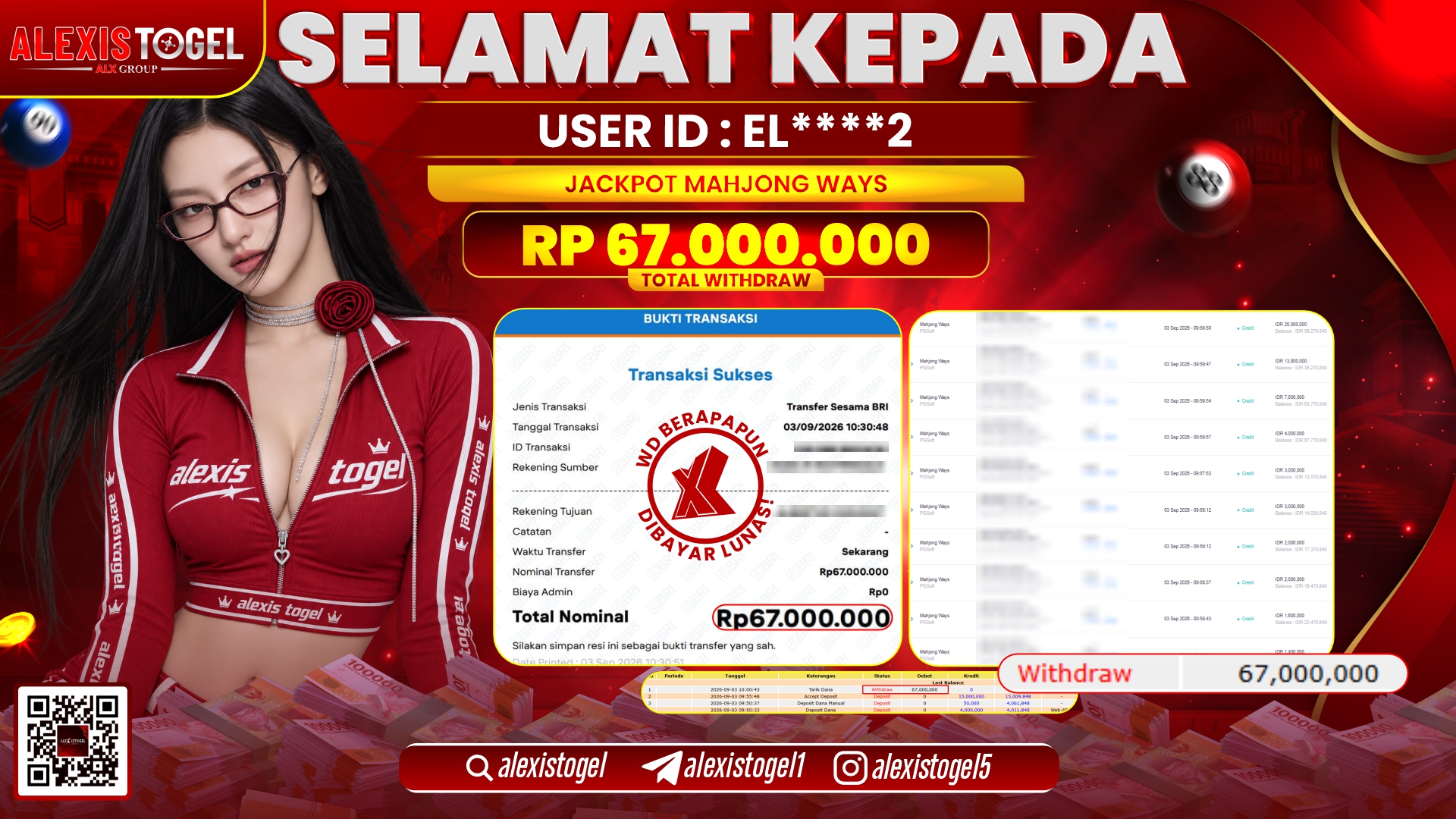 ALEXISTOGEL JACKPOT DI MAHJONG WAYS RP.67.000.000,- LUNAS