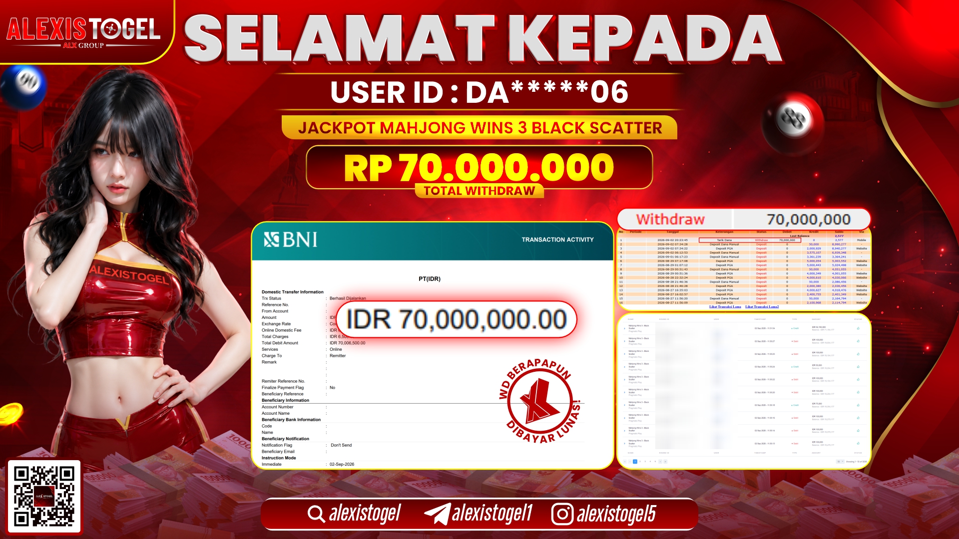 ALEXISTOGEL JACKPOT DI MAHJONG WINS 3 BLACK SCATTER RP.70.000.000,- LUNAS