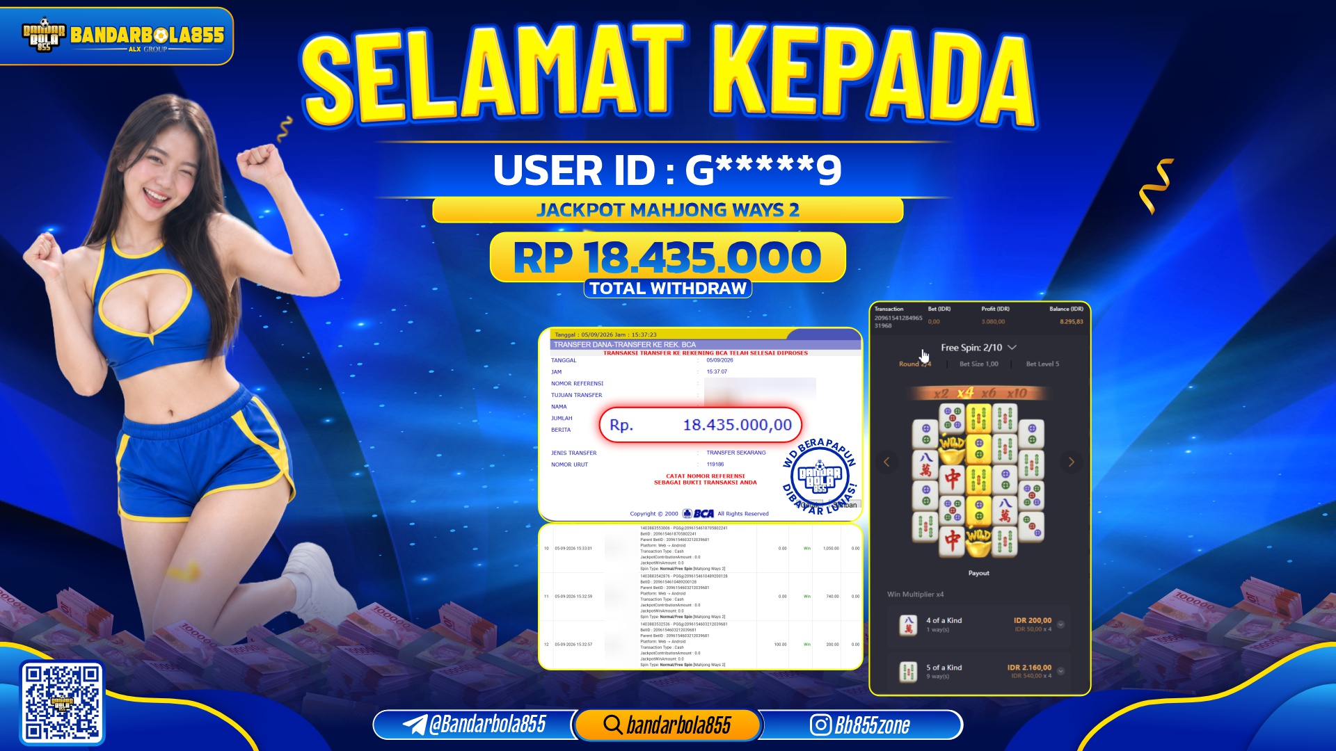 JACKPOT BANDARBOLA855 DI MAHJONG WAYS 2 Rp18.435.000, - LUNAS🎖