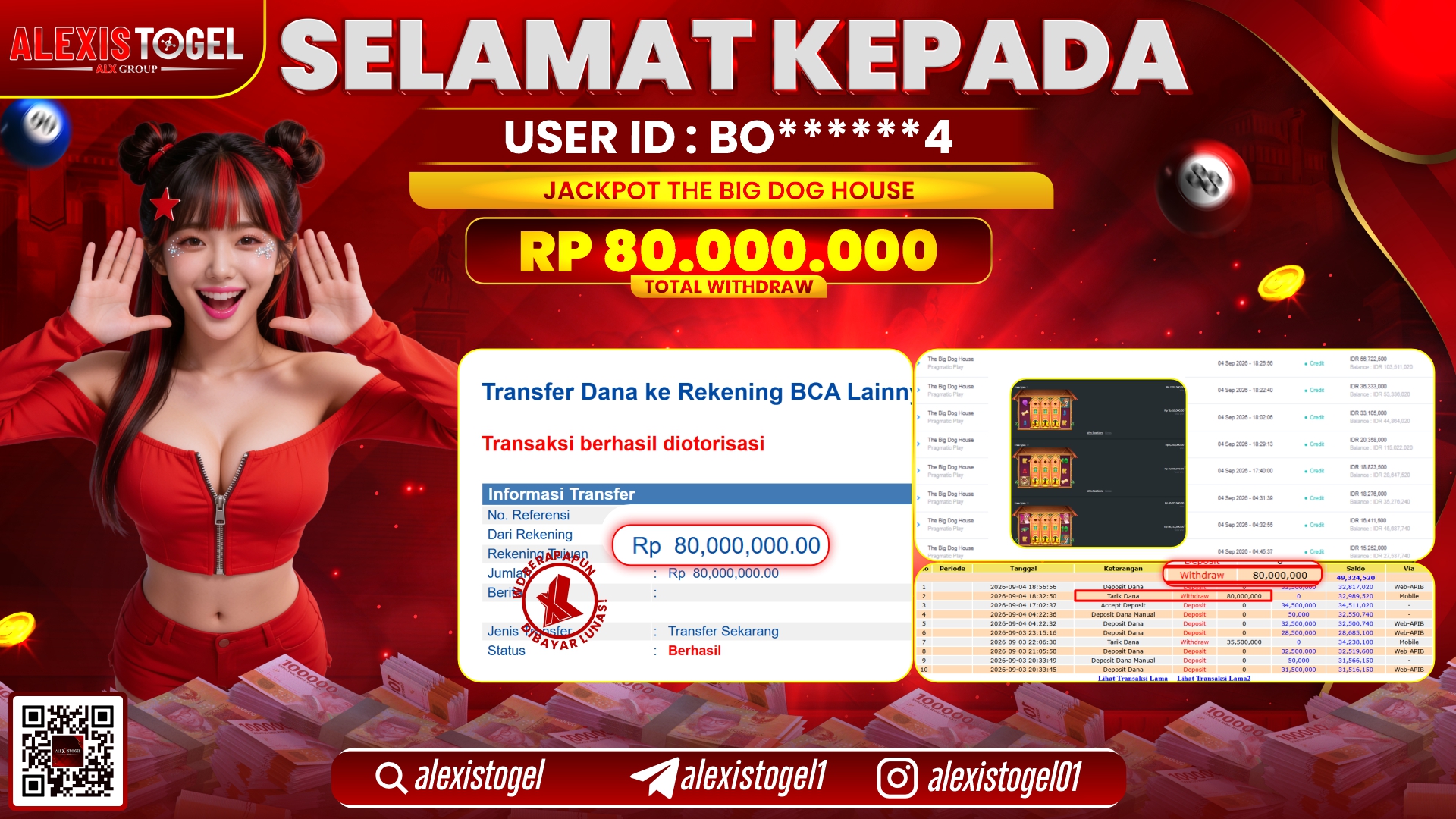 ALEXISTOGEL JACKPOT DI THE BIG DOG HOUSE RP.80.000.000,- LUNAS
