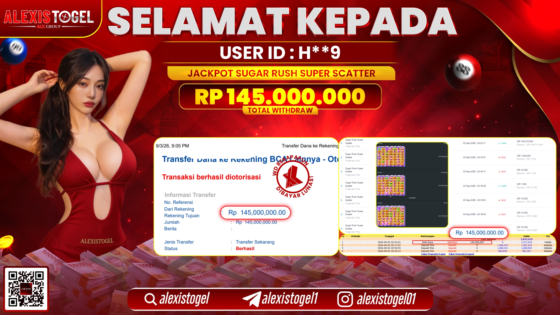 ALEXISTOGEL JACKPOT DI SUGAR RUSH SUPER SCATTER RP.145.000.000,- LUNAS