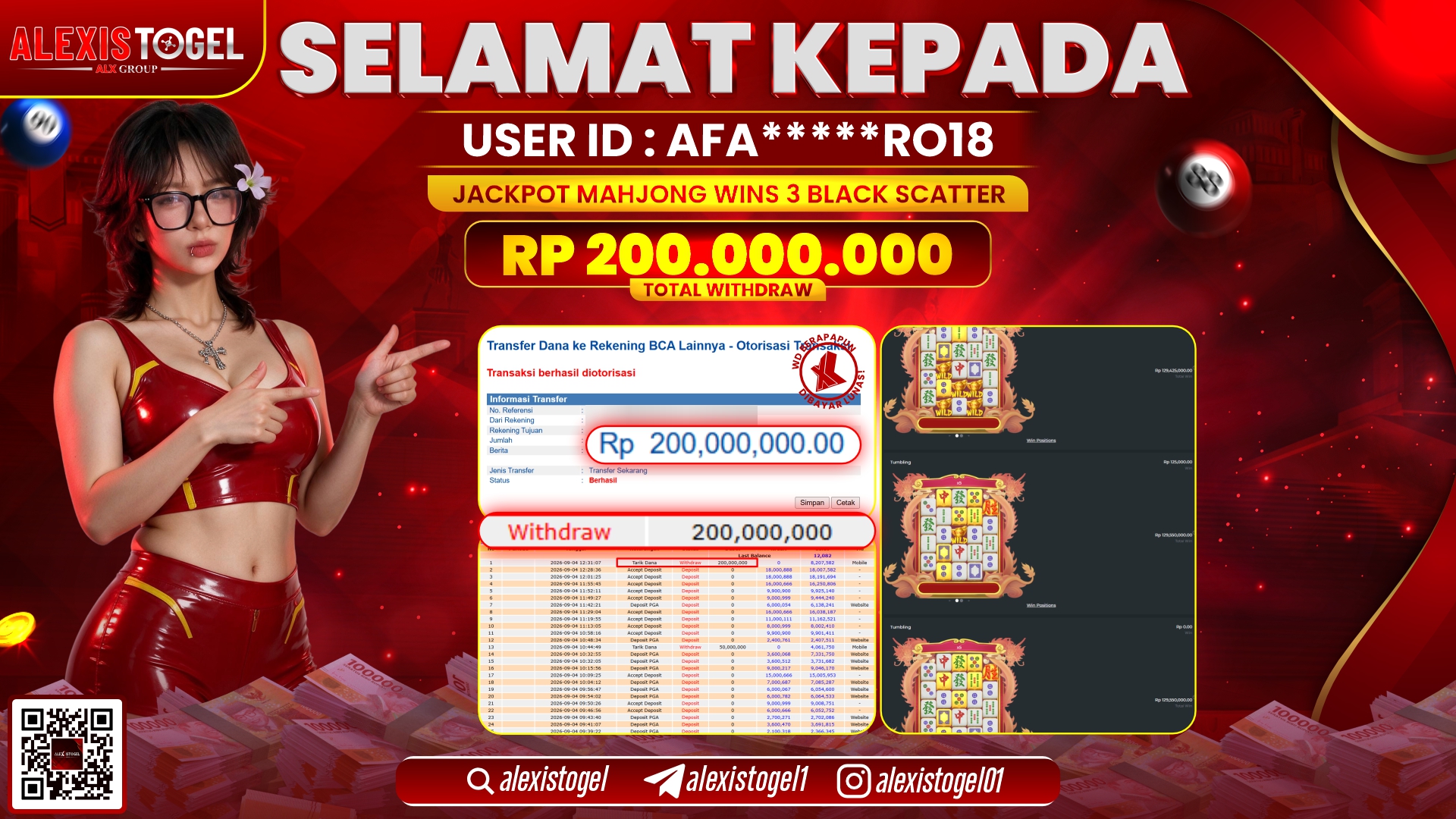 ALEXISTOGEL JACKPOT DI MAHJONG WINS 3 BLACK SCATTER RP.200.000.000,- LUNAS
