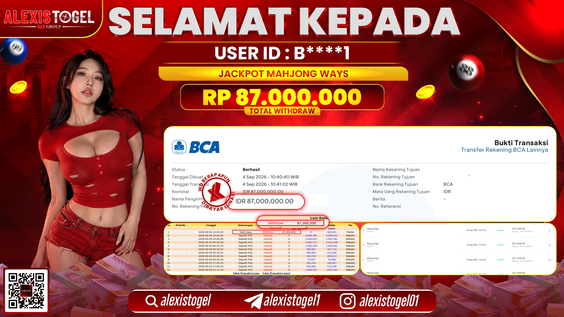 ALEXISTOGEL JACKPOT DI MAHJONG WAYS RP.87.000.000,- LUNAS