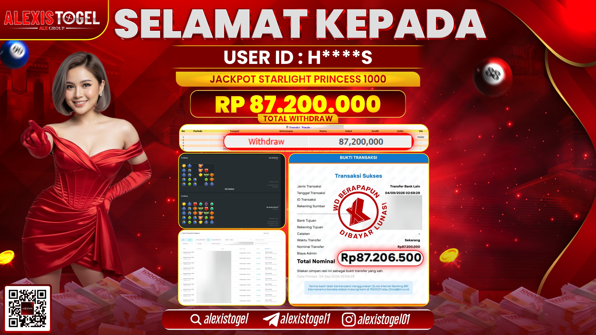 ALEXISTOGEL JACKPOT DI STARLIGHT PRINCESS 1000 RP.87.200.000,- LUNAS