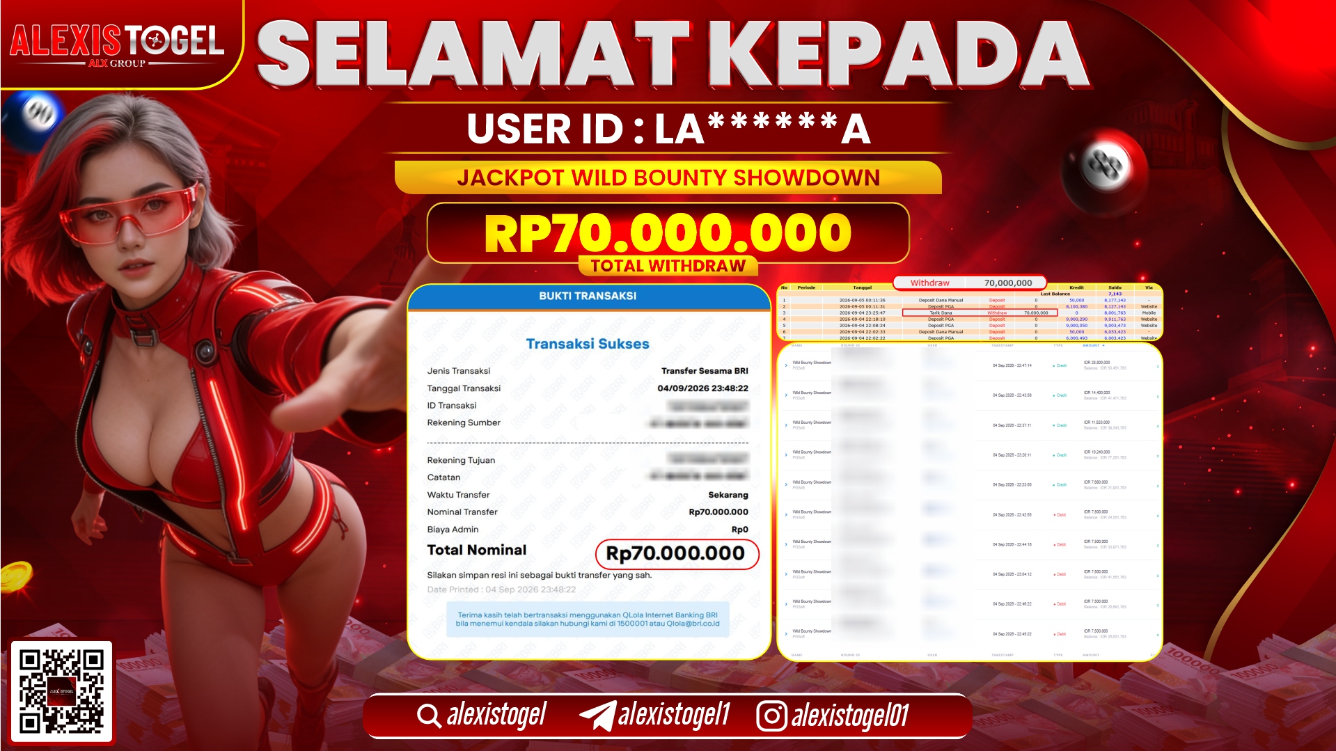 ALEXISTOGEL JACKPOT DI WILD BOUNTY SHOWDOWN RP.70.000.000,- LUNAS